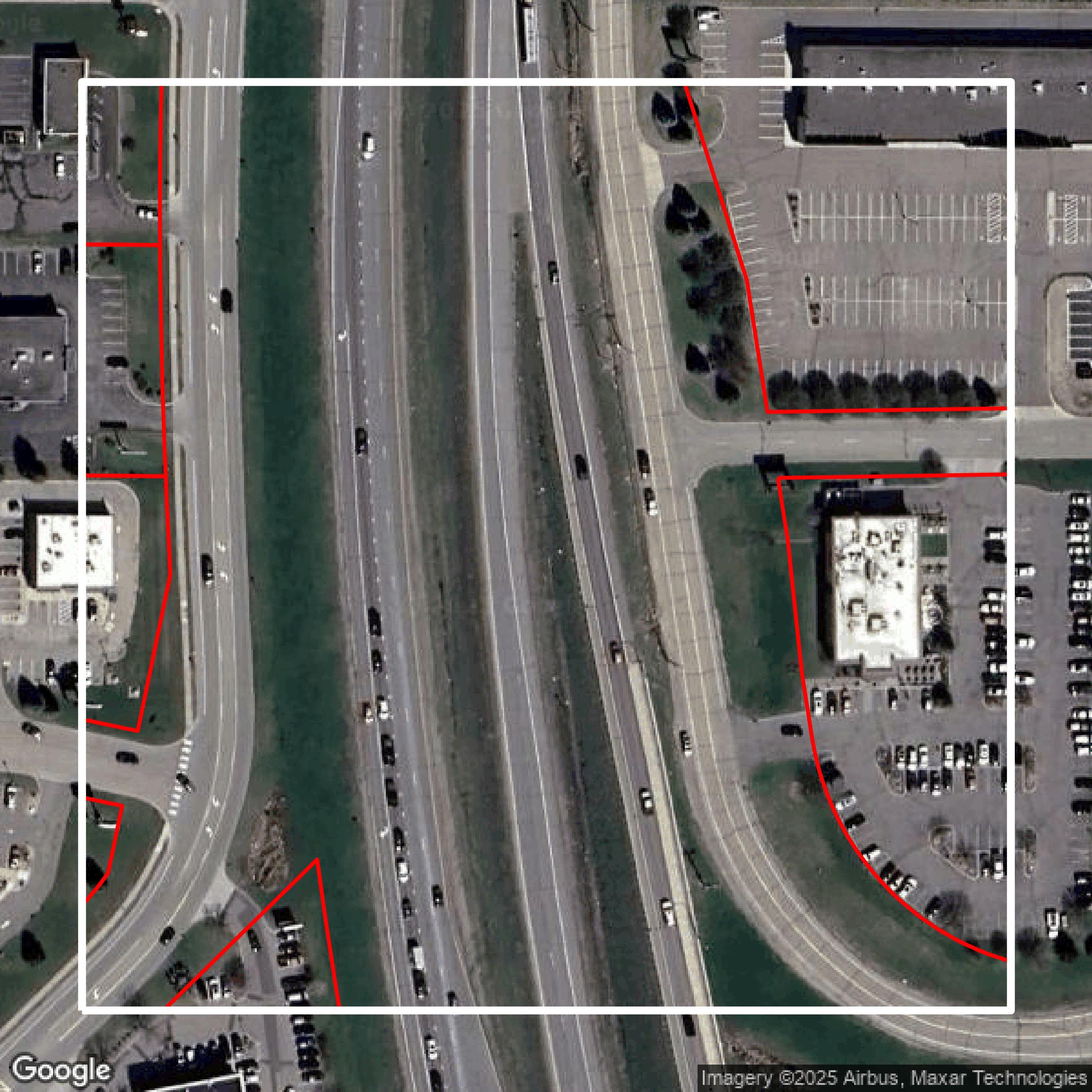 This image shows parcel and building data in Hennepin County created using GIS data in Equator.