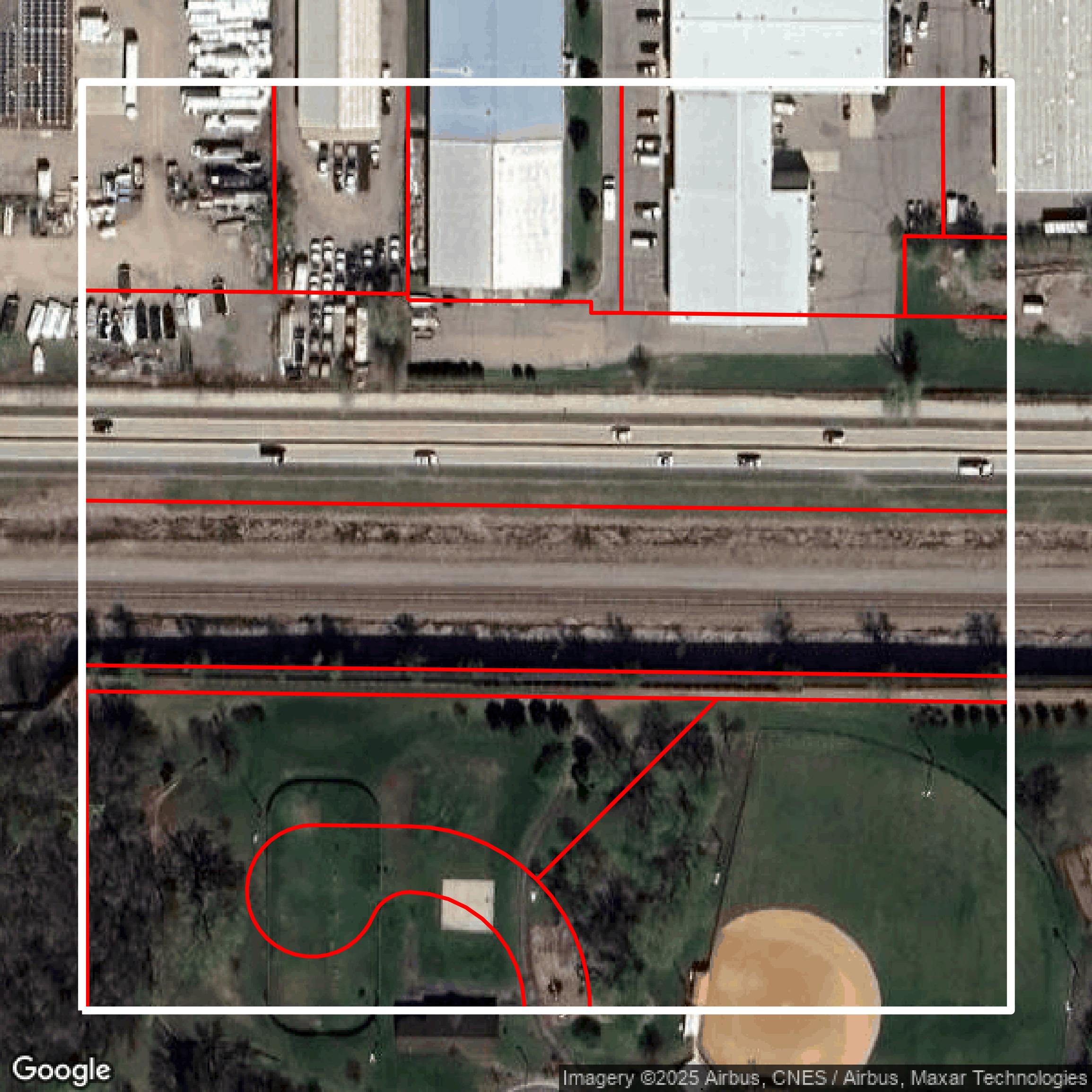This image shows parcel and building data in Hennepin County created using GIS data in Equator.