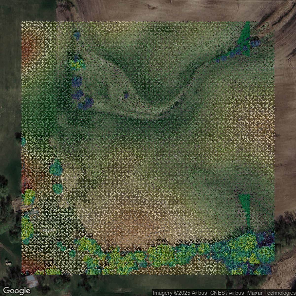 This image shows a LiDAR point cloud in Hennepin County created using GIS data in Equator.