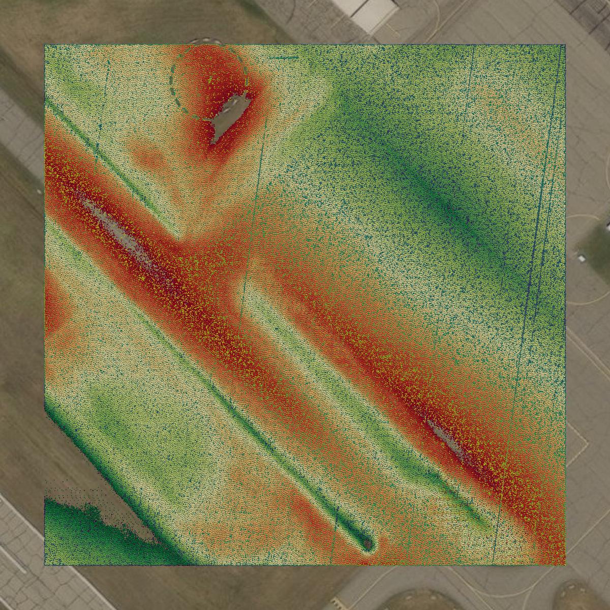 This image shows a LiDAR point cloud in Hubbard County created using GIS data in Equator.