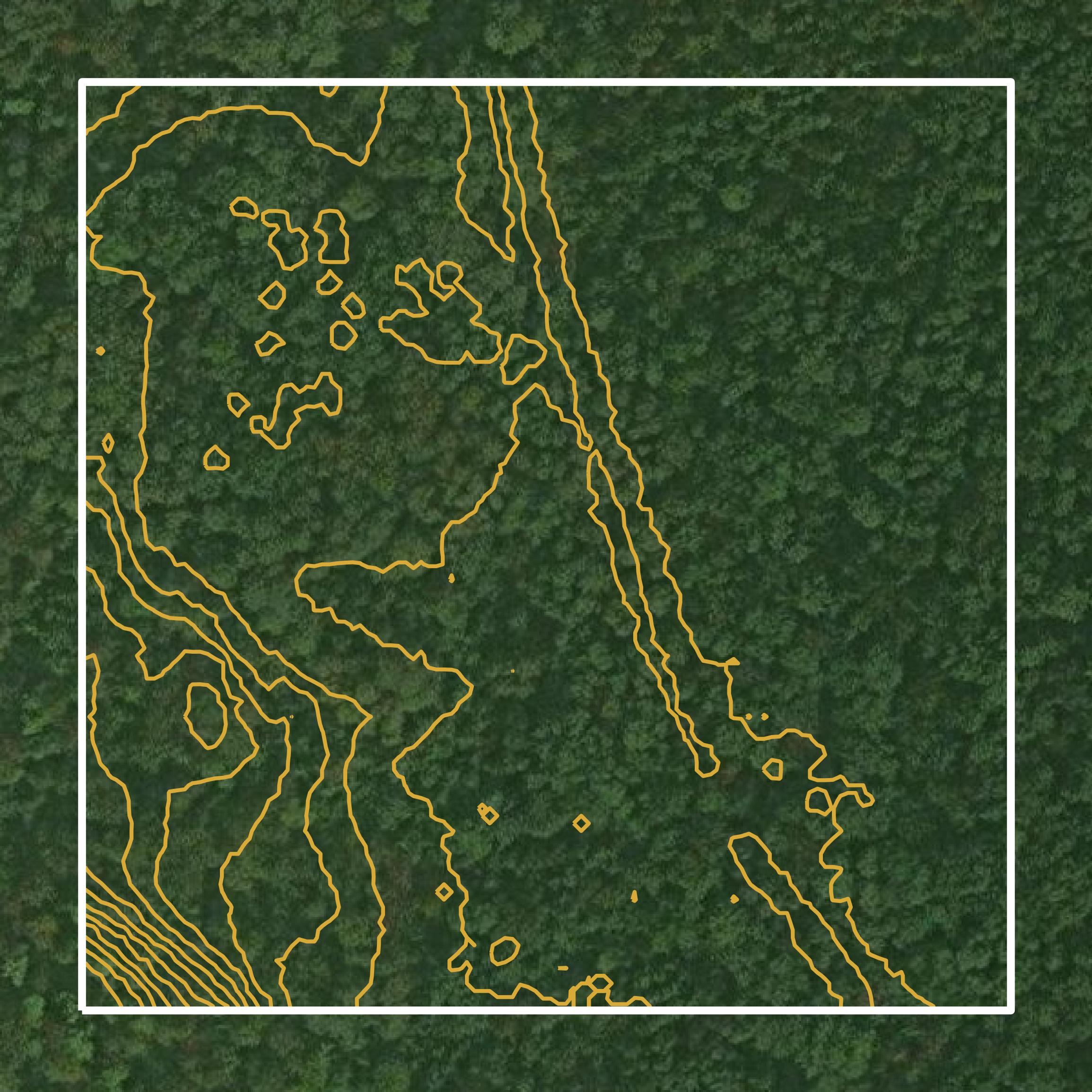 This image shows a contour map in Itasca County created using GIS data in Equator.