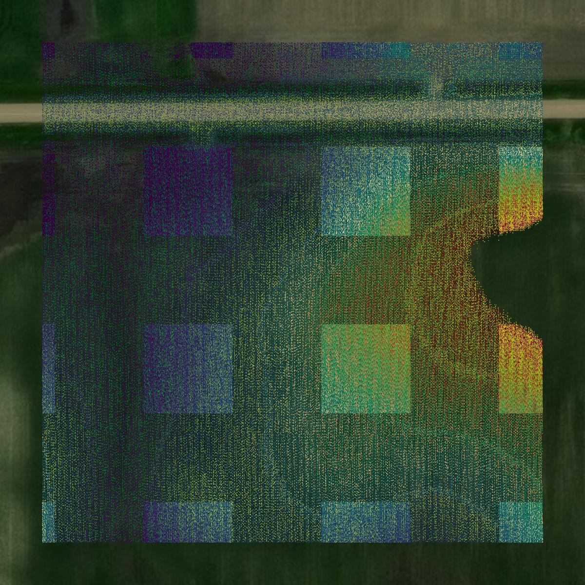 This image shows a LiDAR point cloud in Lac qui Parle County created using GIS data in Equator.