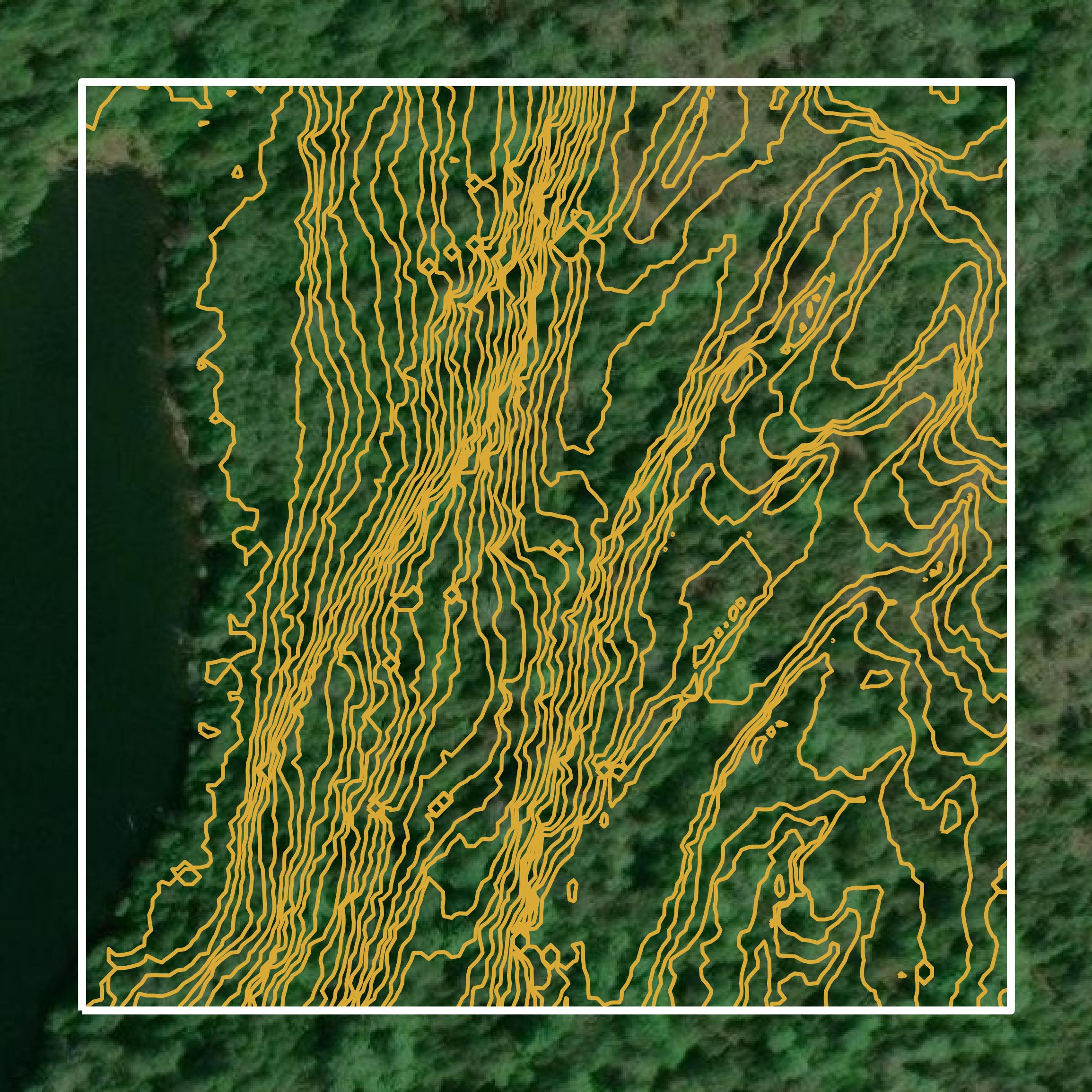 This image shows a contour map in Lake County created using GIS data in Equator.