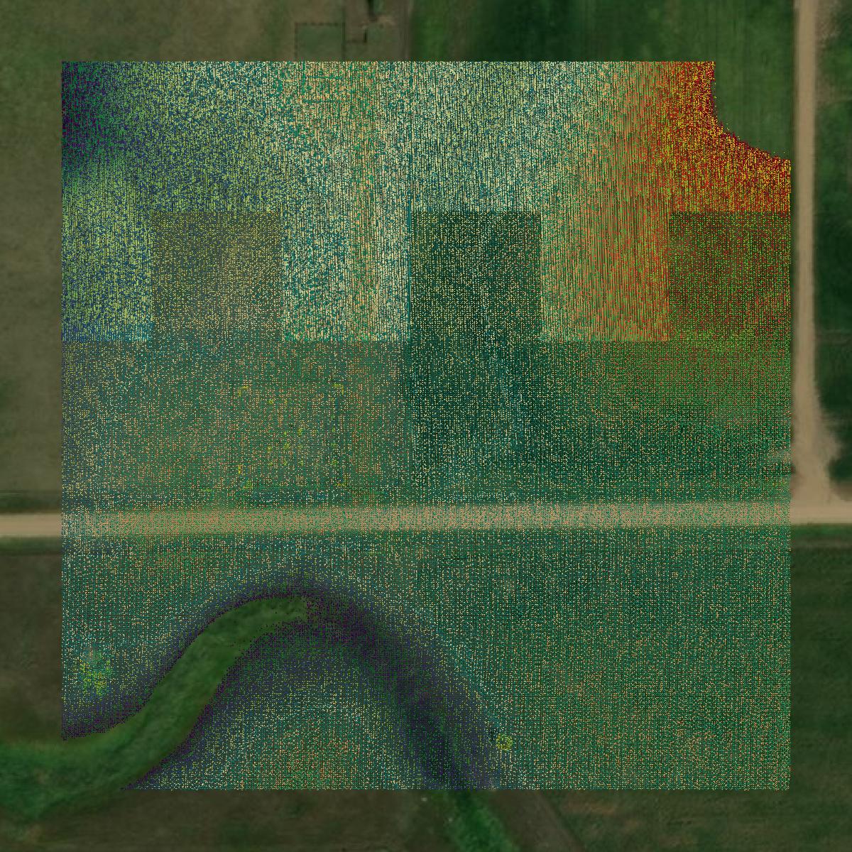 This image shows a LiDAR point cloud in Lincoln County created using GIS data in Equator.