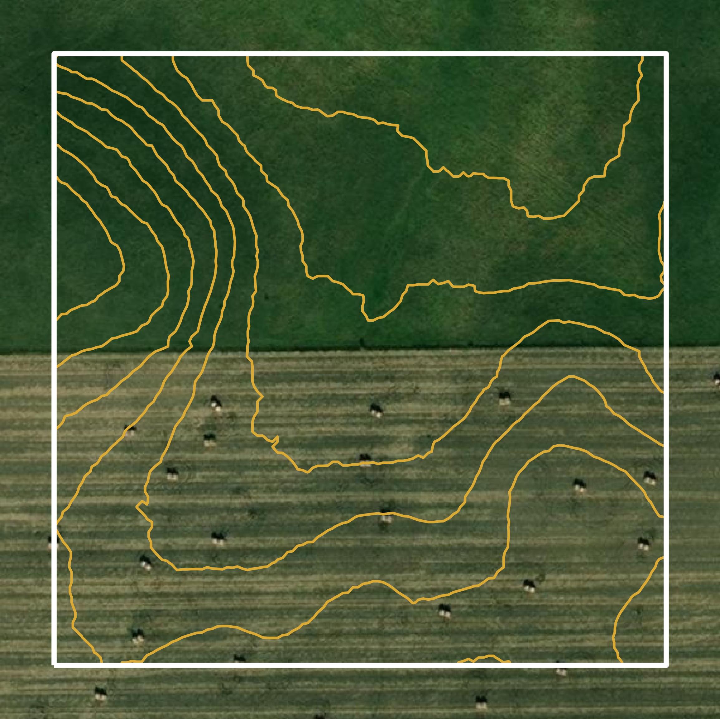 This image shows a contour map in Lyon County created using GIS data in Equator.