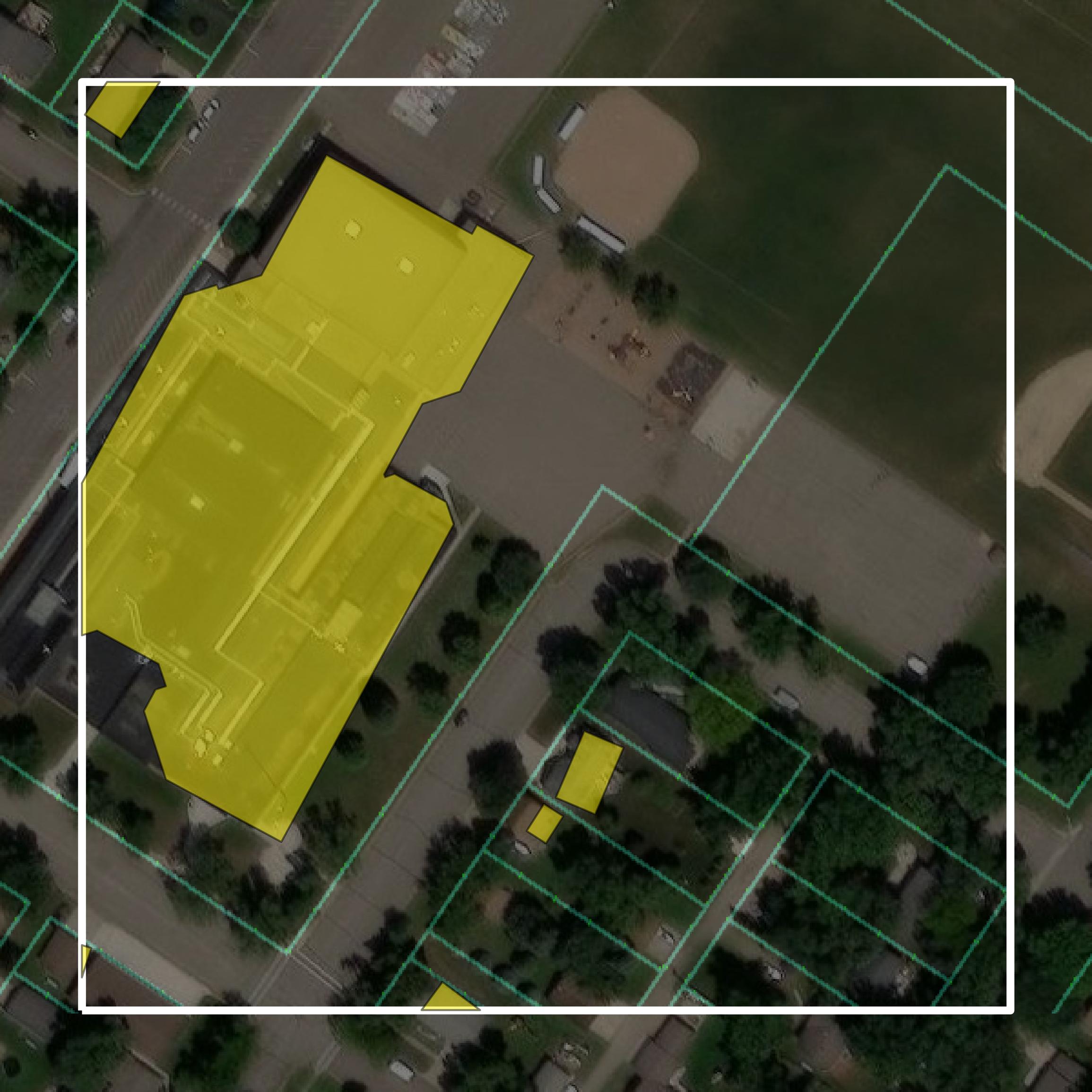 This image shows parcel and building data in Lyon County created using GIS data in Equator.