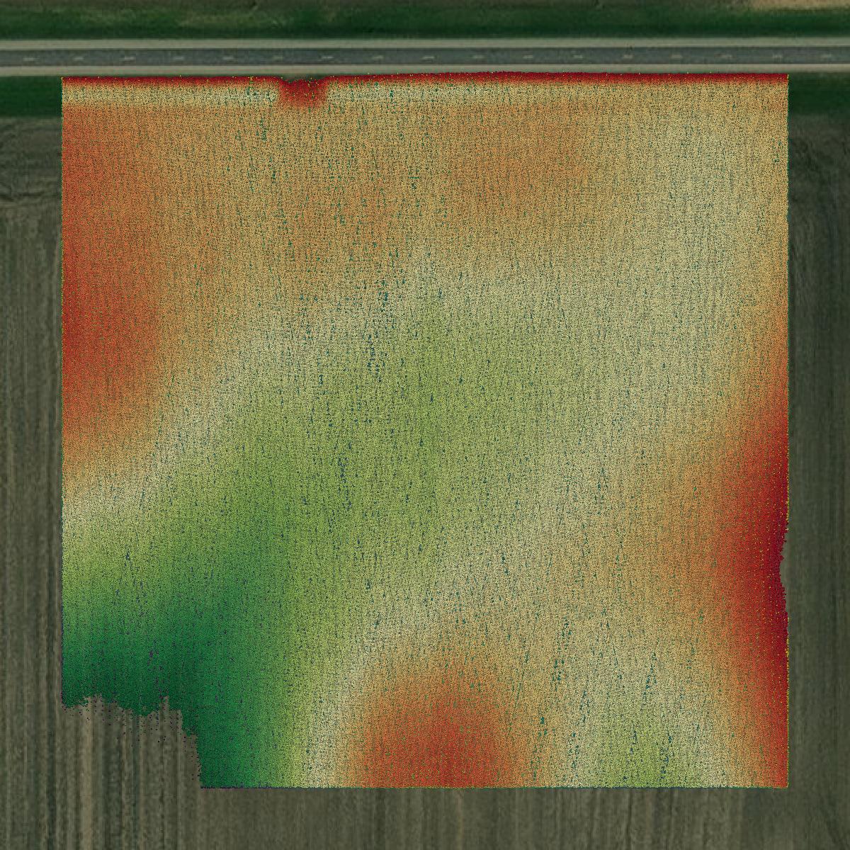 This image shows a LiDAR point cloud in Martin County created using GIS data in Equator.