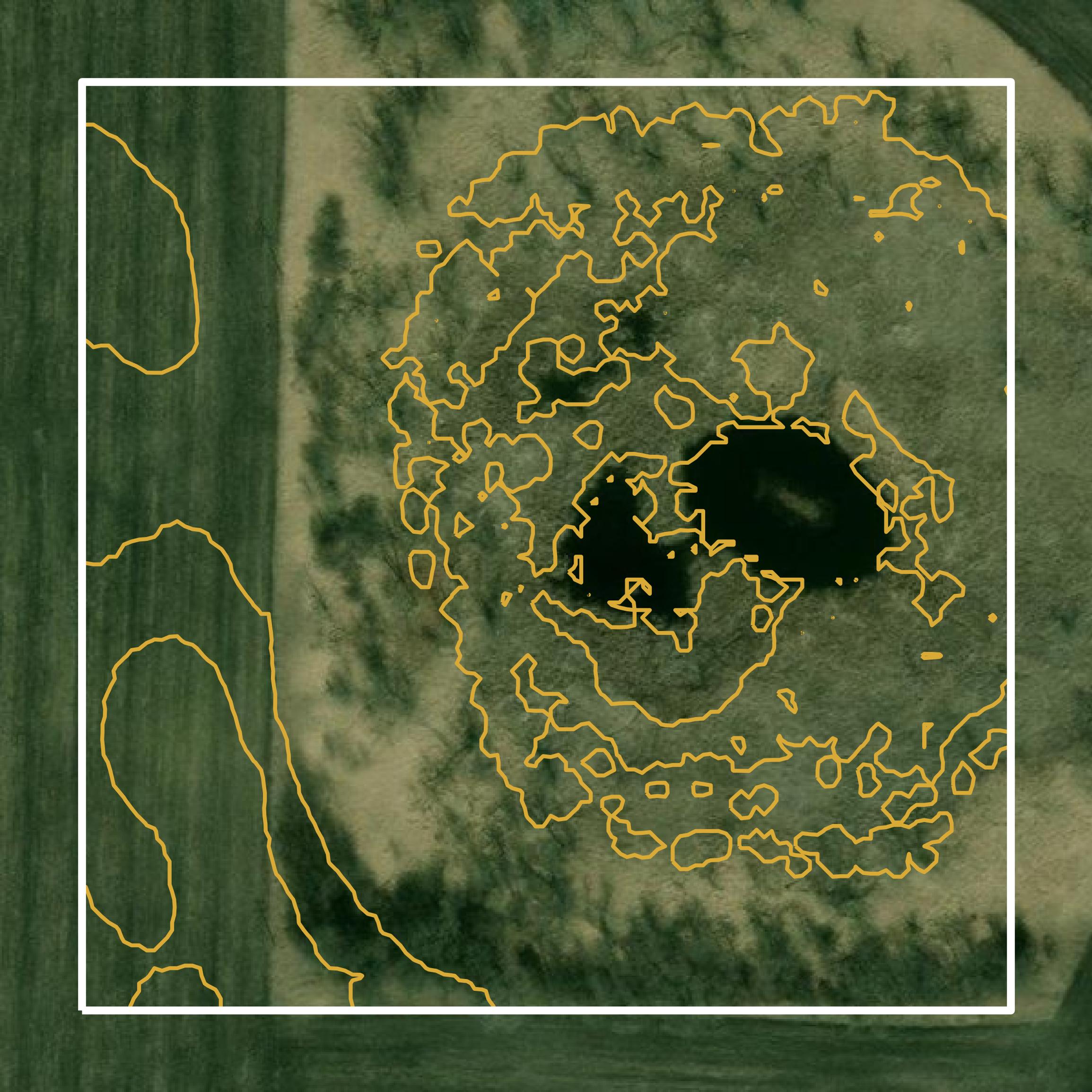 This image shows a contour map in McLeod County created using GIS data in Equator.