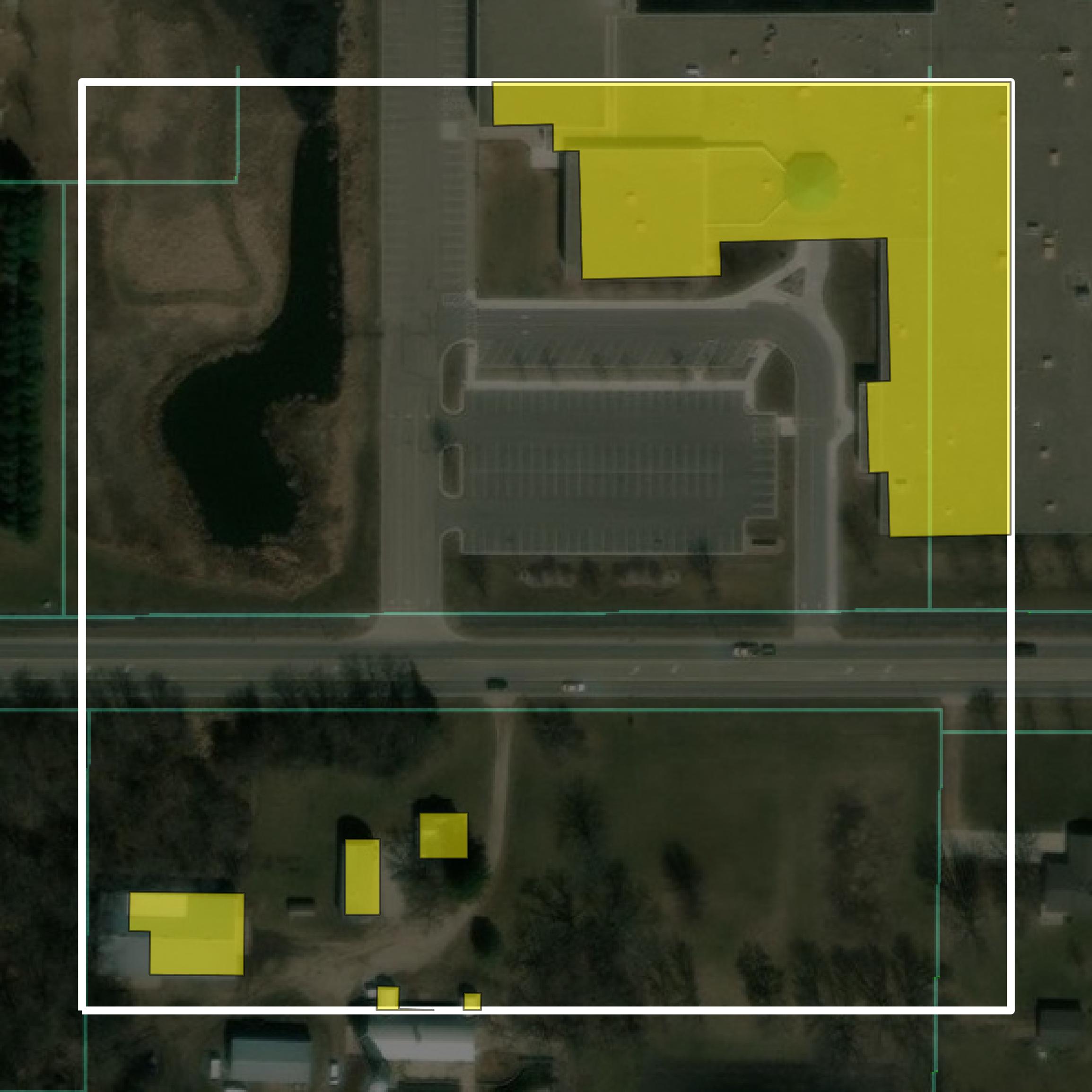 This image shows parcel and building data in McLeod County created using GIS data in Equator.