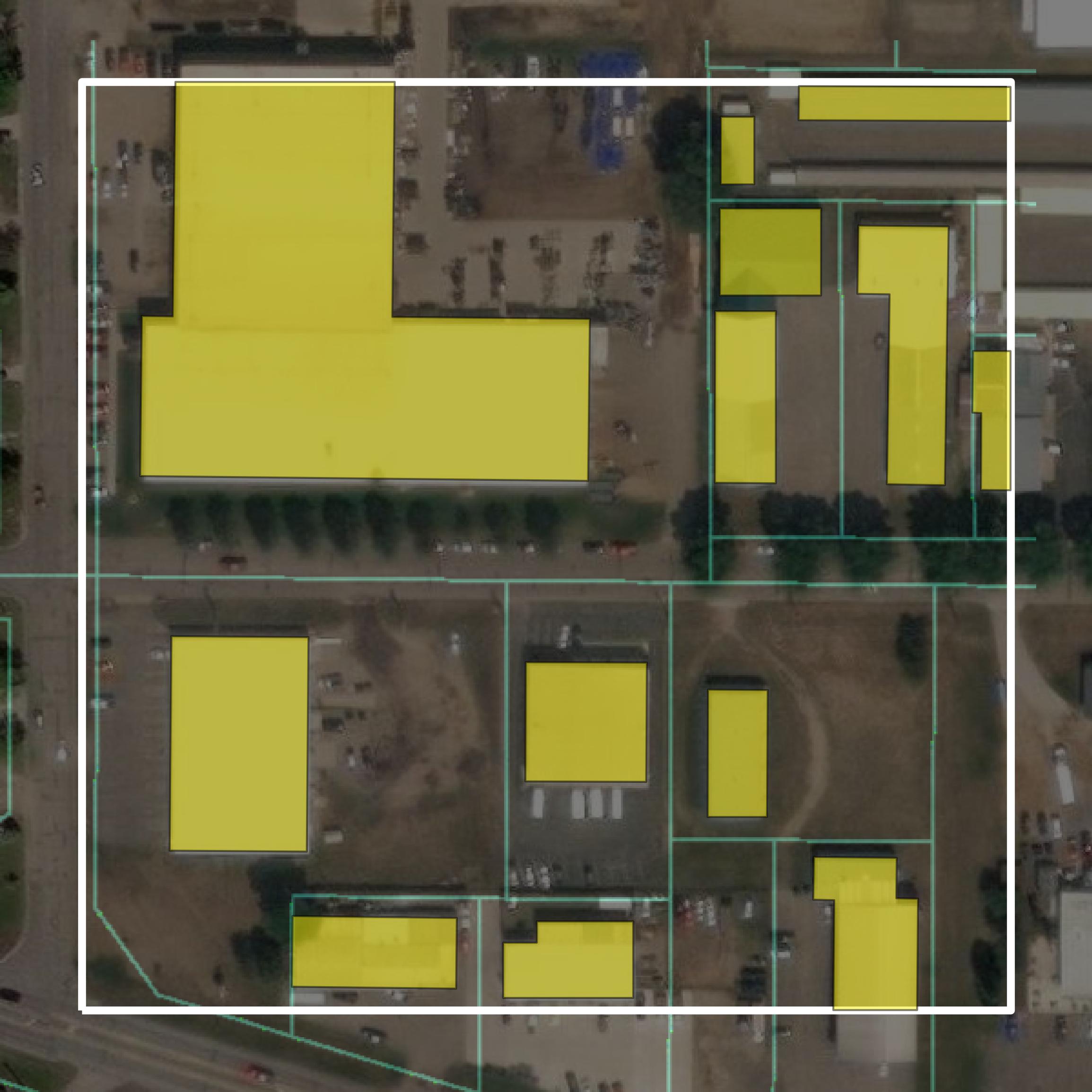 This image shows parcel and building data in Meeker County created using GIS data in Equator.