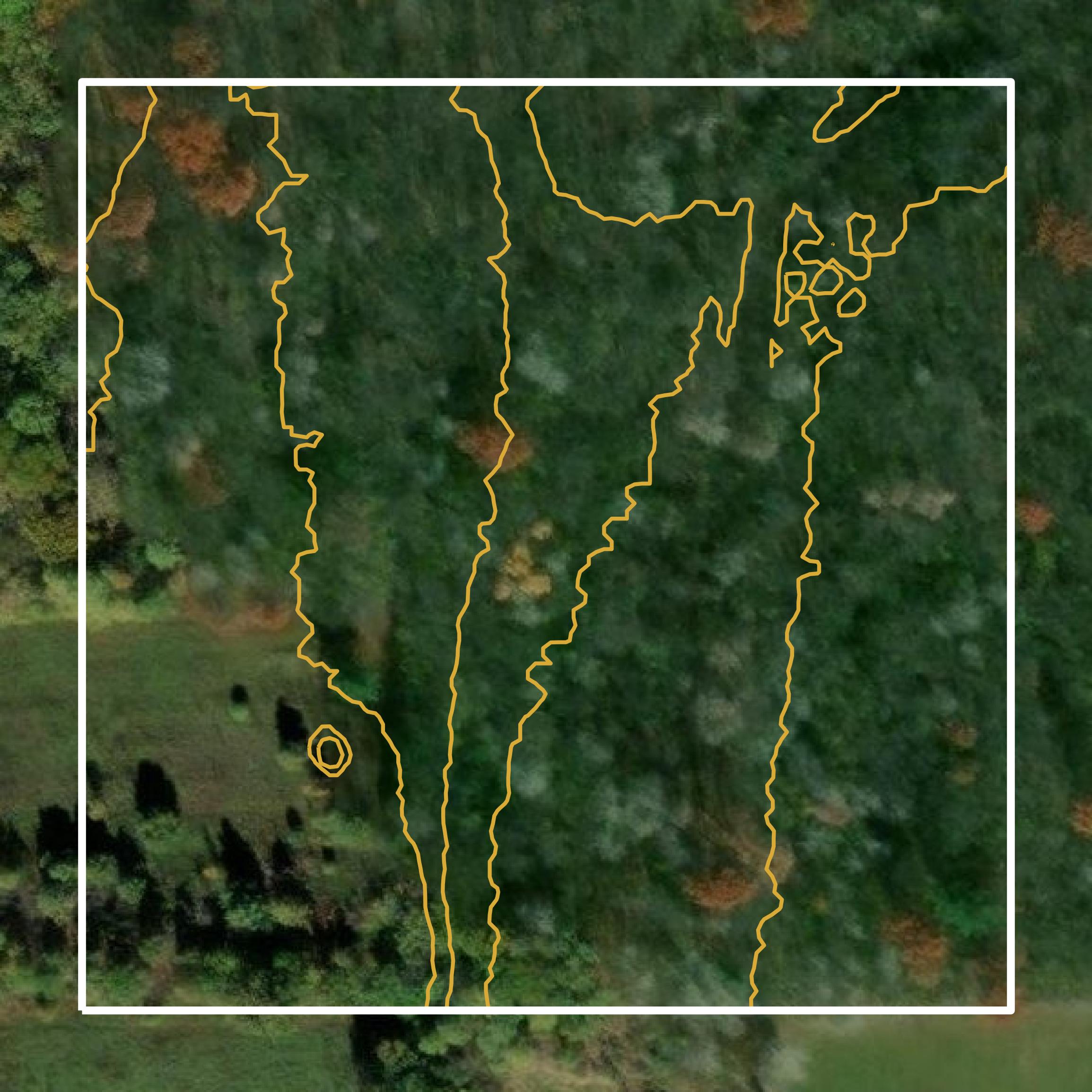 This image shows a contour map in Mille Lacs County created using GIS data in Equator.