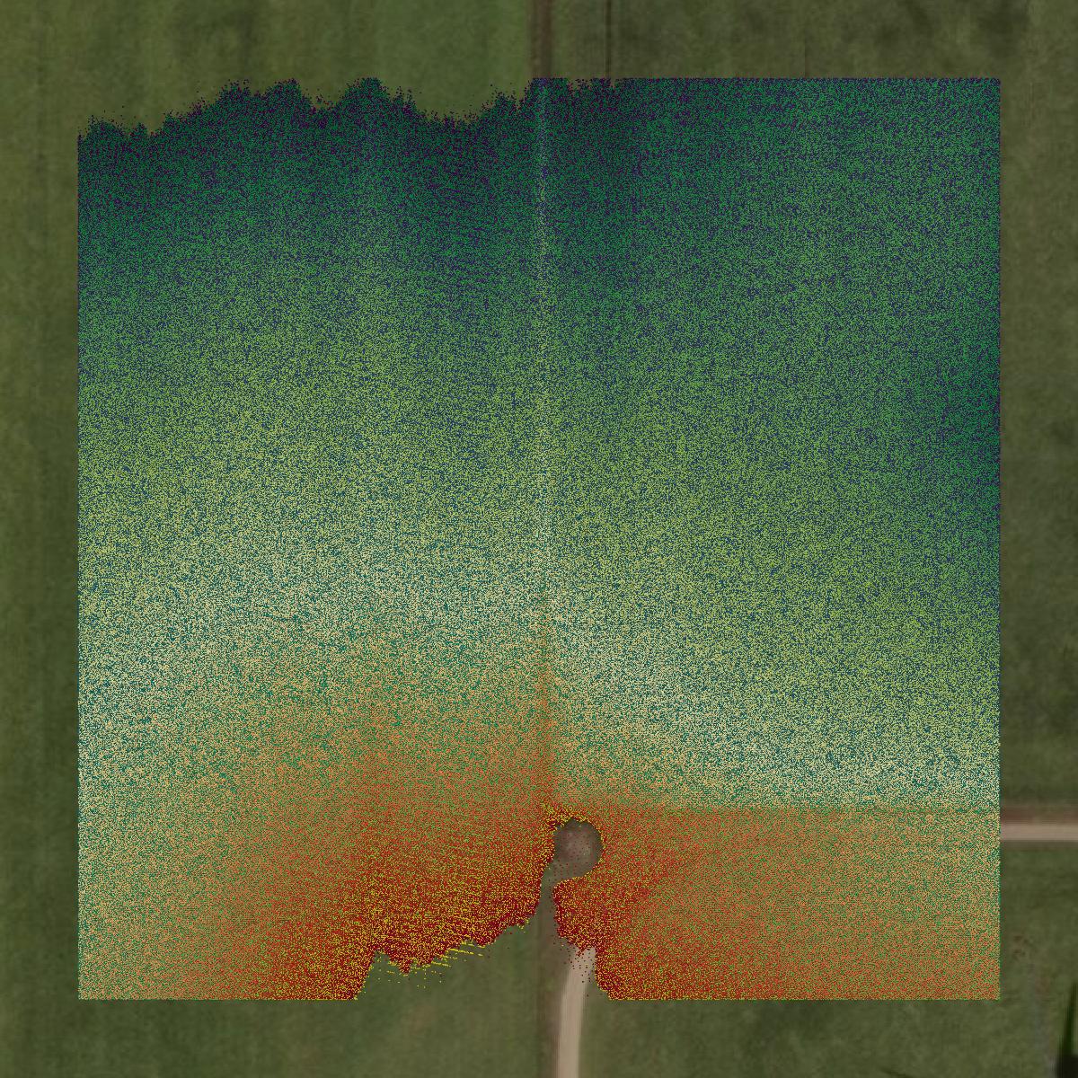 This image shows a LiDAR point cloud in Mower County created using GIS data in Equator.