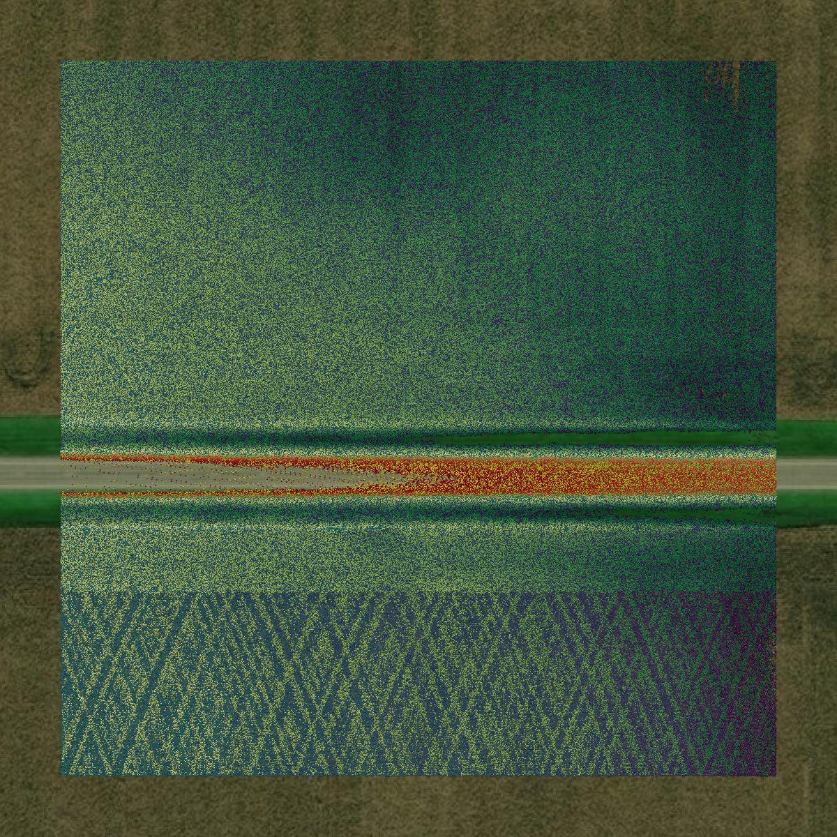 This image shows a LiDAR point cloud in Mower County created using GIS data in Equator.