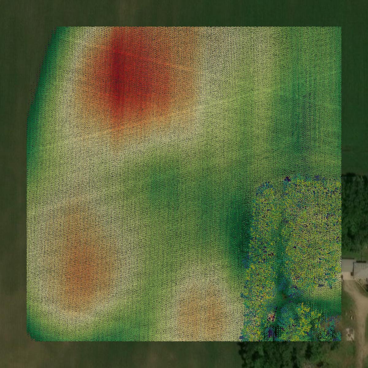 This image shows a LiDAR point cloud in Nobles County created using GIS data in Equator.