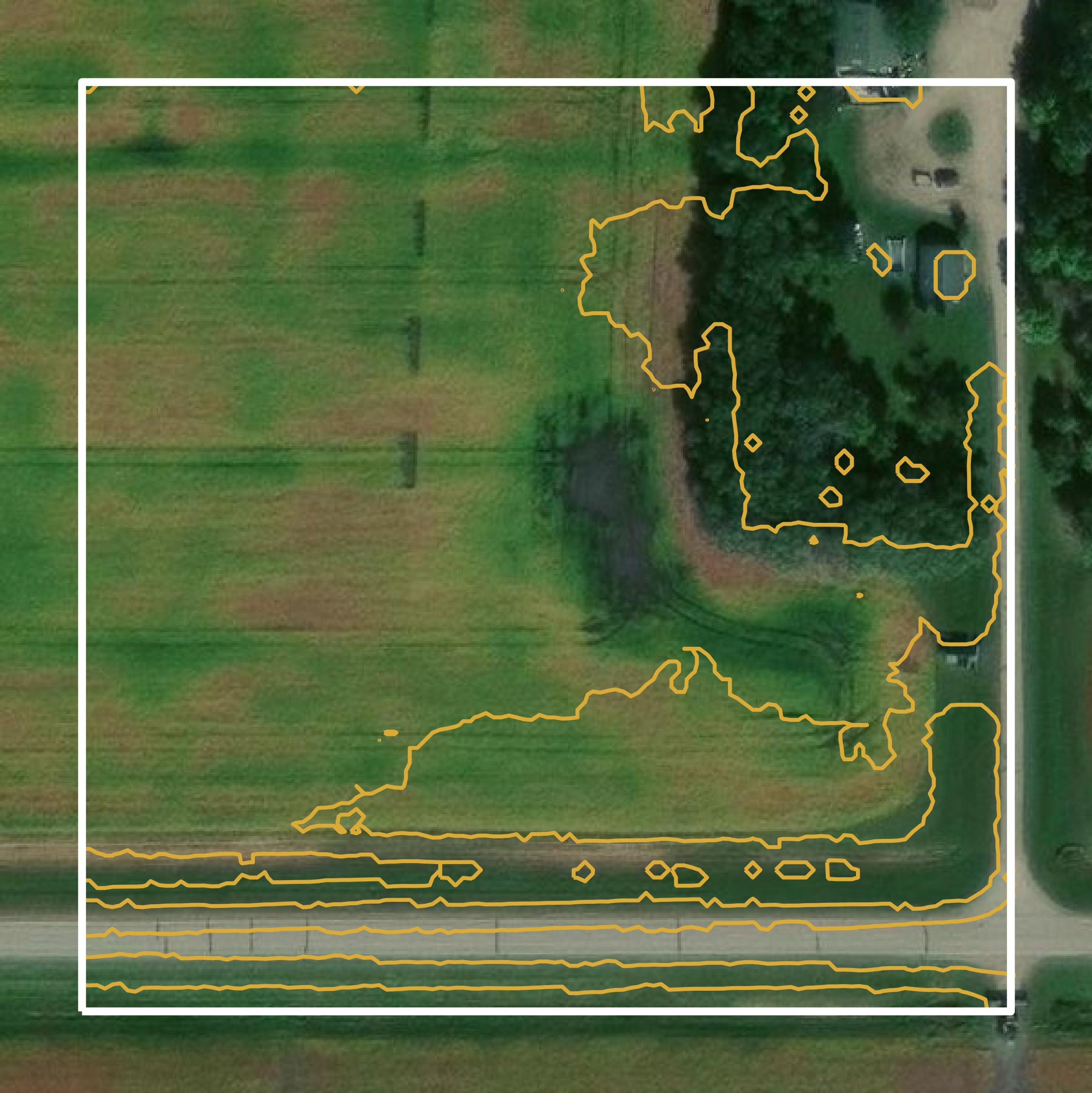 This image shows a contour map in Norman County created using GIS data in Equator.