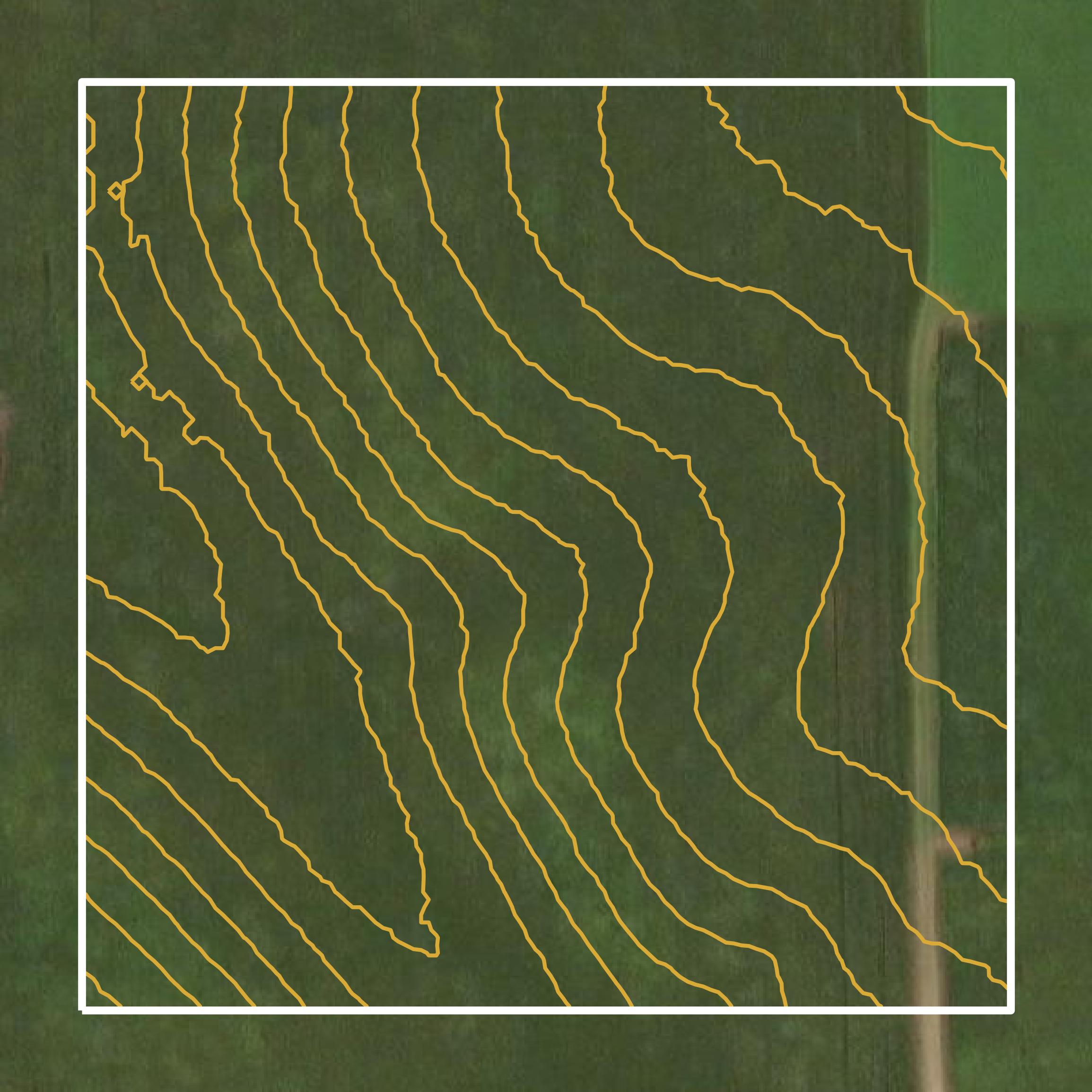 This image shows a contour map in Olmsted County created using GIS data in Equator.