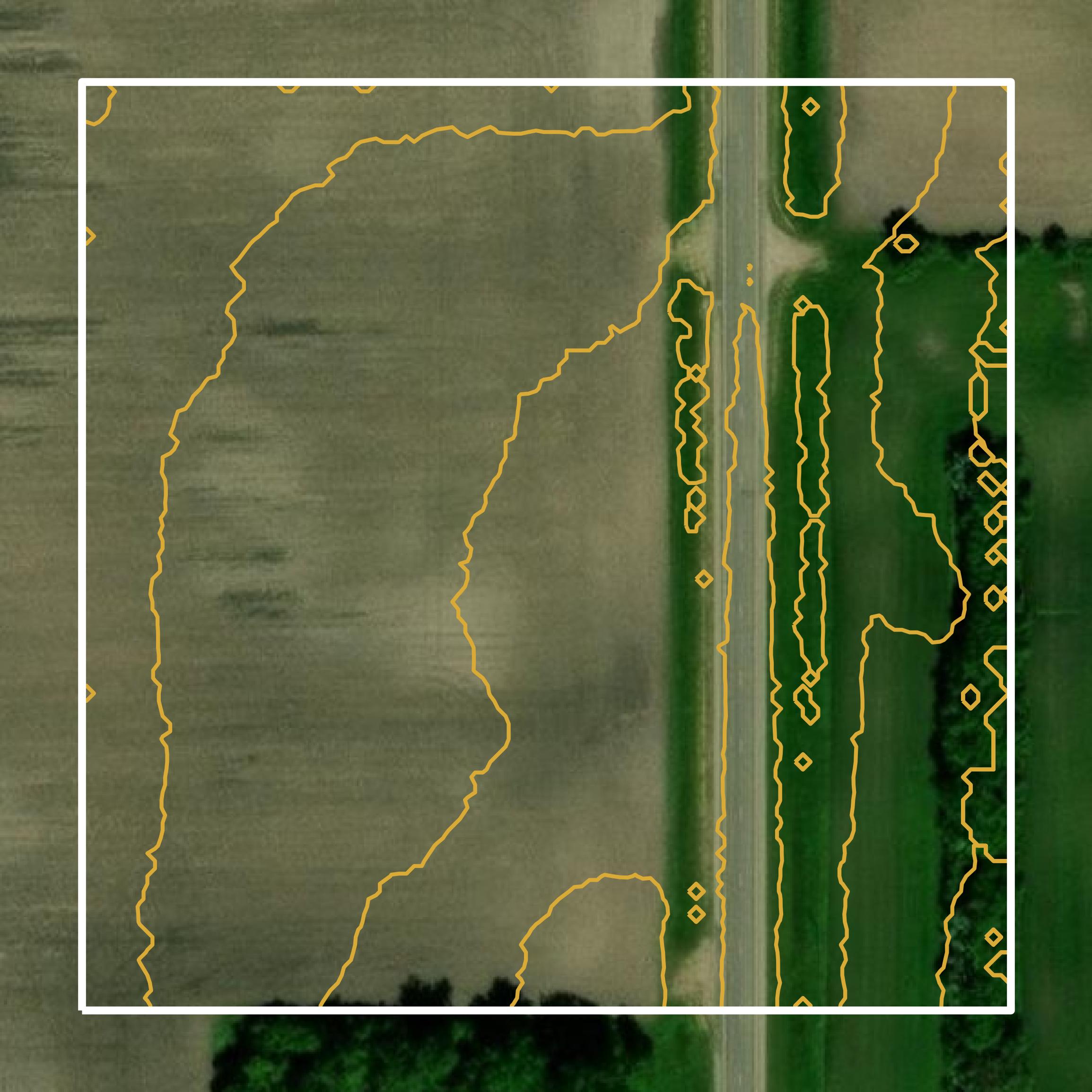 This image shows a contour map in Otter Tail County created using GIS data in Equator.
