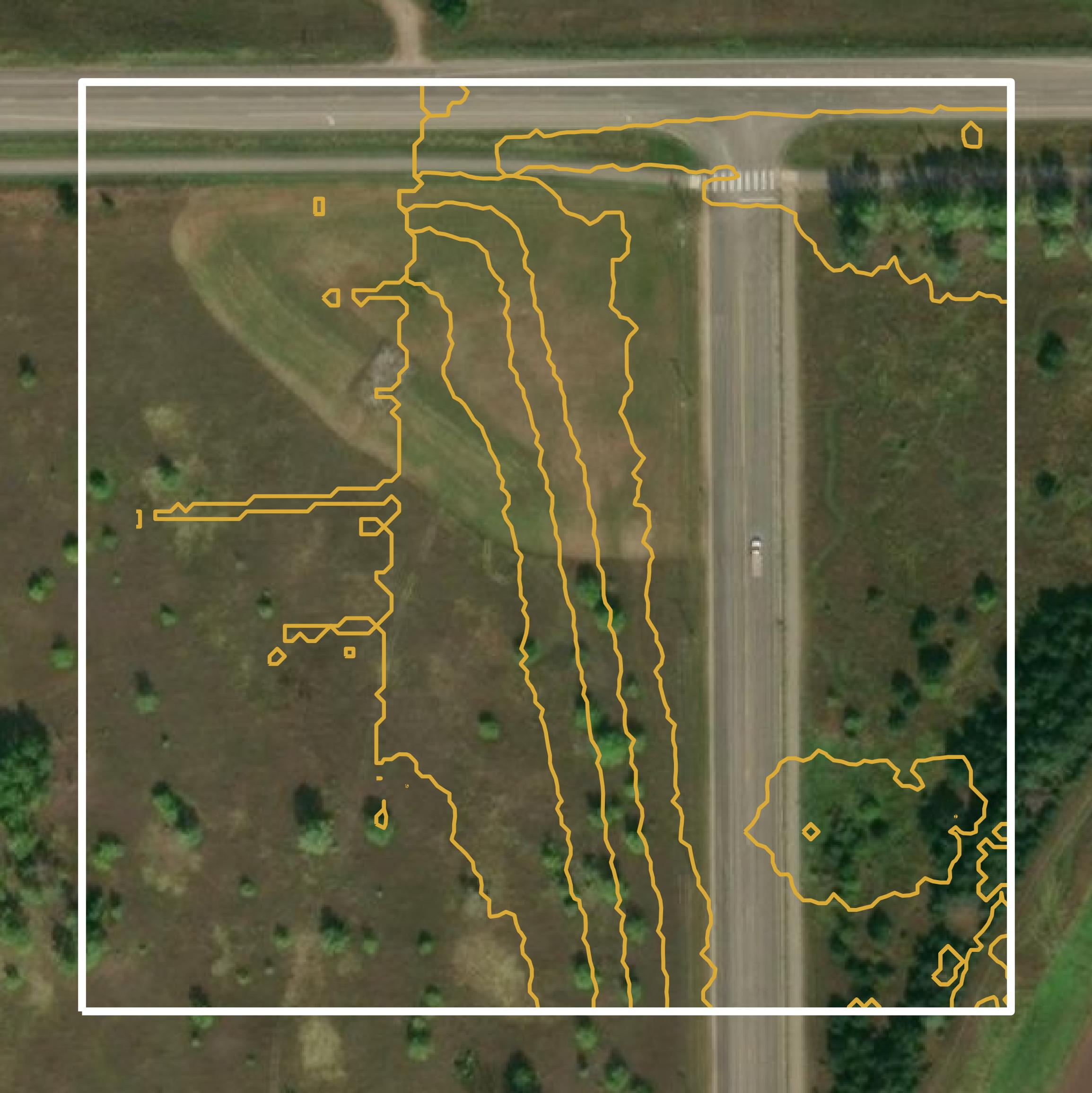 This image shows a contour map in Otter Tail County created using GIS data in Equator.