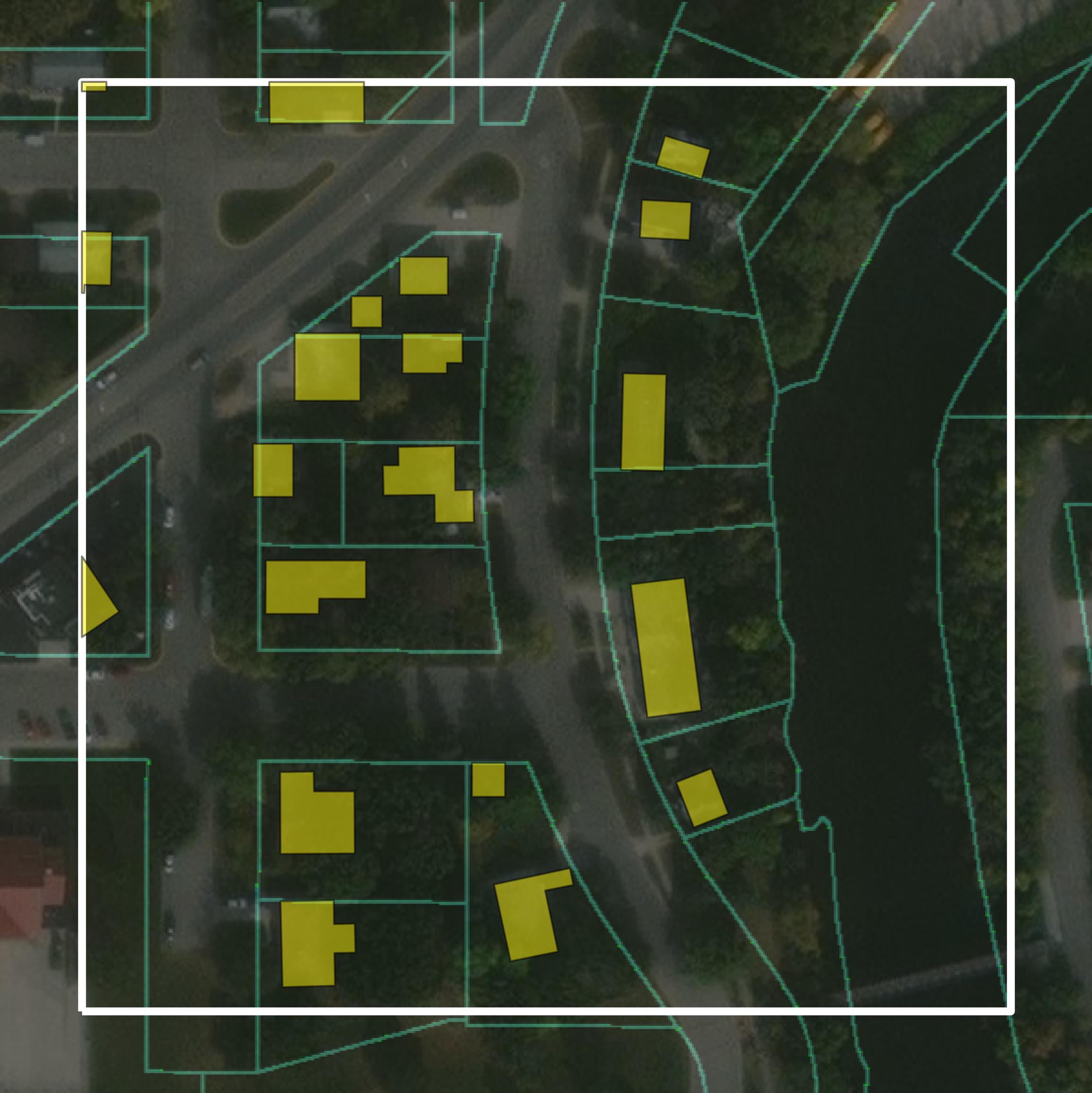 This image shows parcel and building data in Pennington County created using GIS data in Equator.