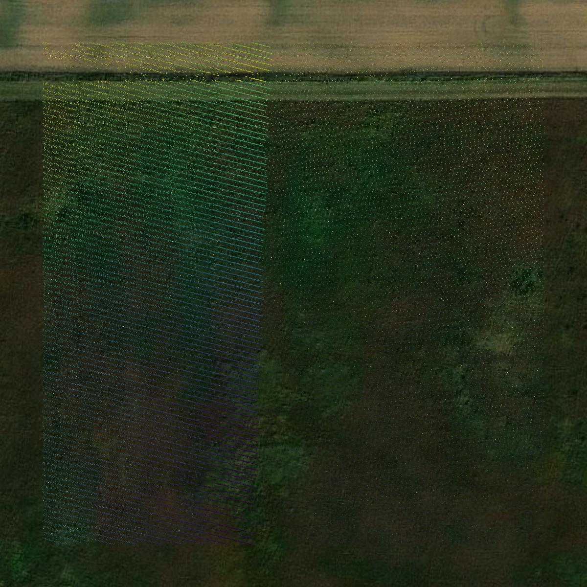 This image shows a LiDAR point cloud in Pennington County created using GIS data in Equator.