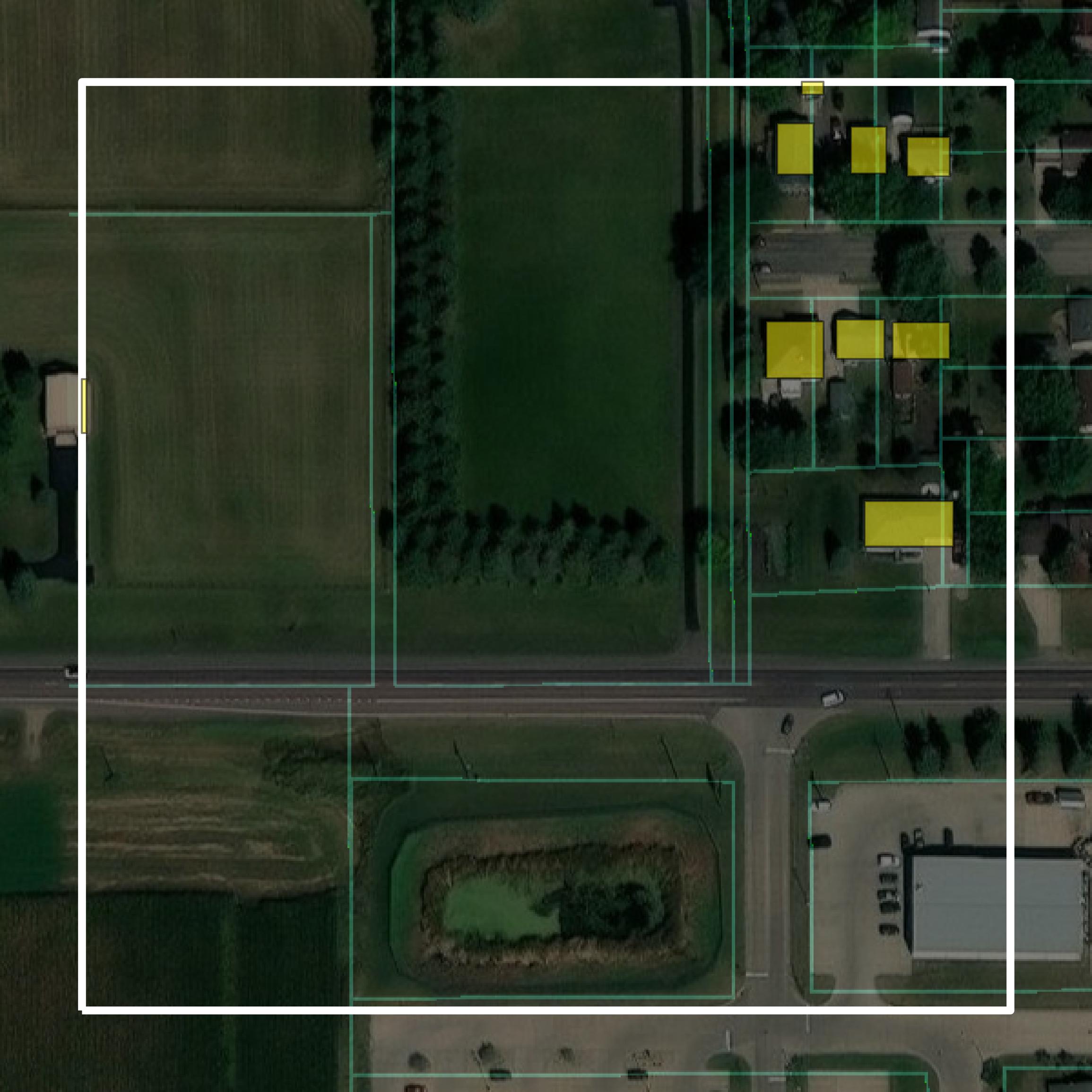 This image shows parcel and building data in Pipestone County created using GIS data in Equator.