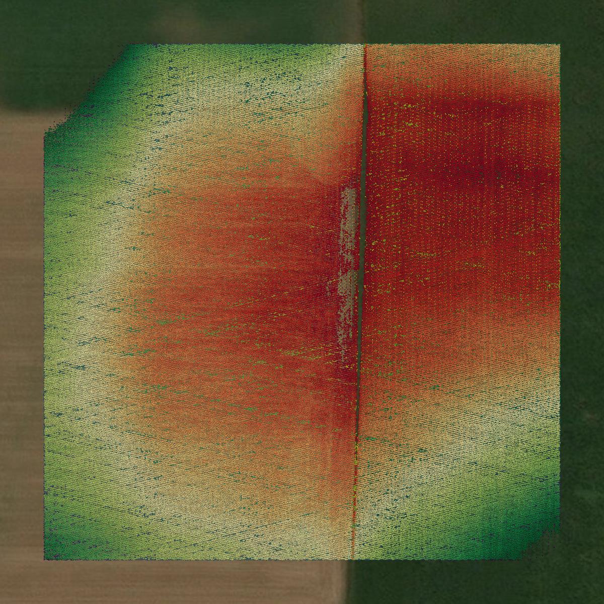 This image shows a LiDAR point cloud in Pipestone County created using GIS data in Equator.