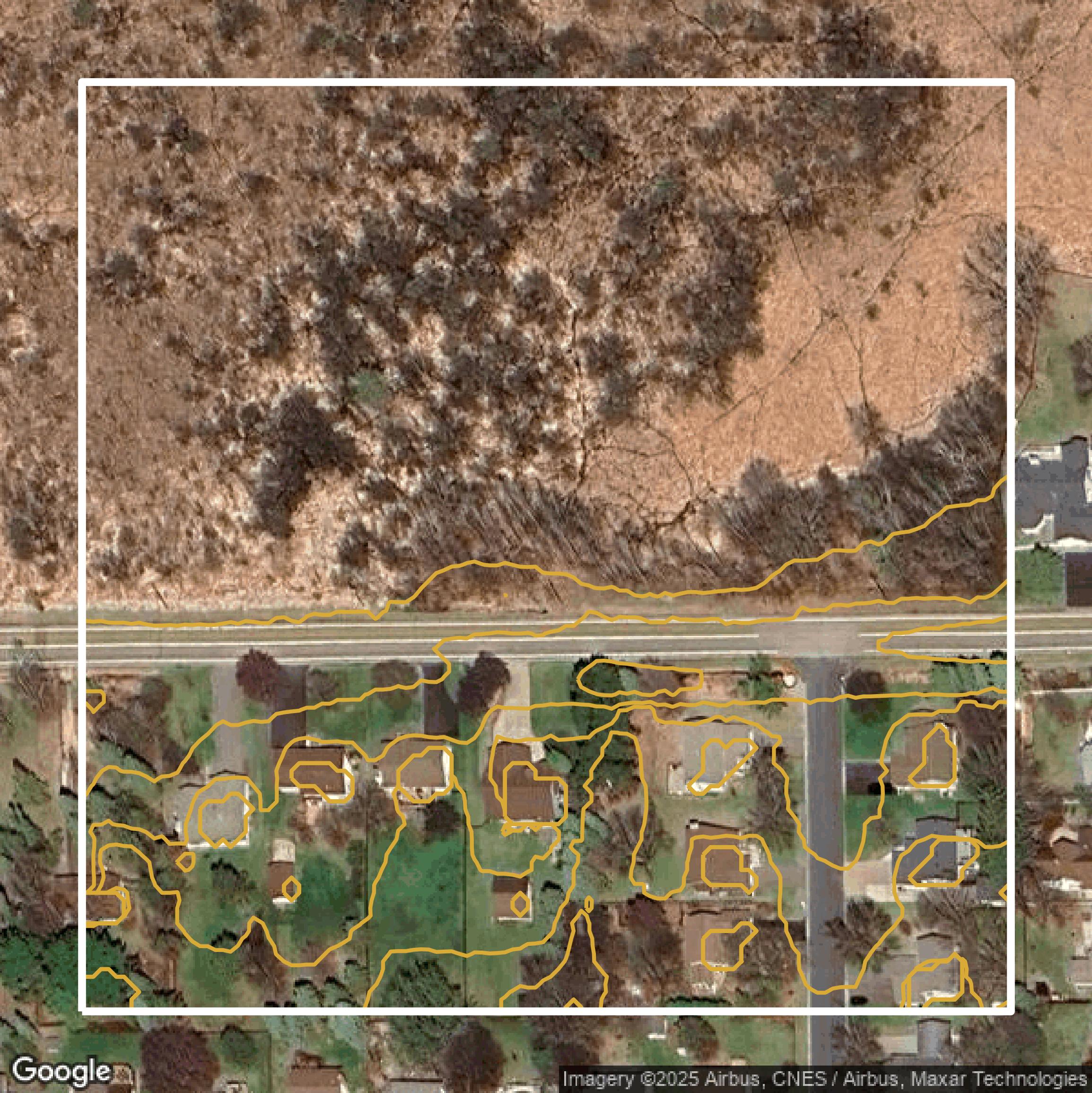 This image shows a contour map in Ramsey County created using GIS data in Equator.