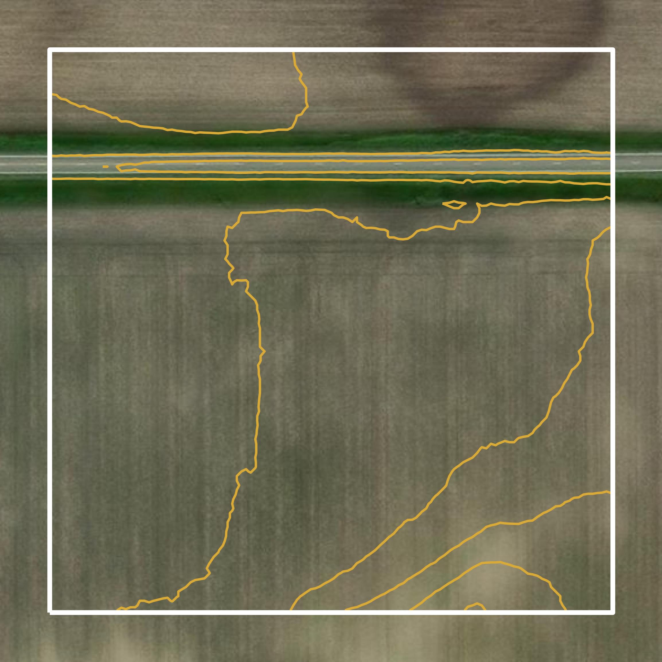 This image shows a contour map in Renville County created using GIS data in Equator.