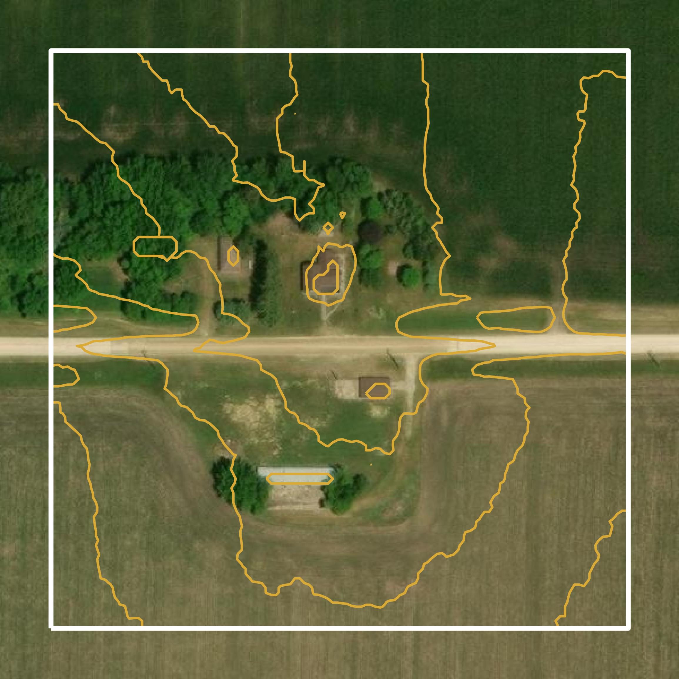 This image shows a contour map in Rice County created using GIS data in Equator.