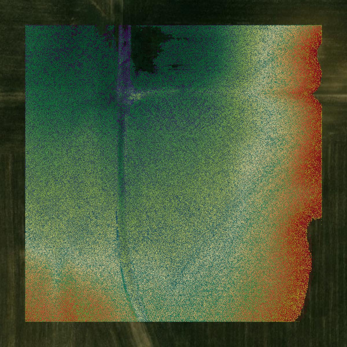 This image shows a LiDAR point cloud in Rice County created using GIS data in Equator.