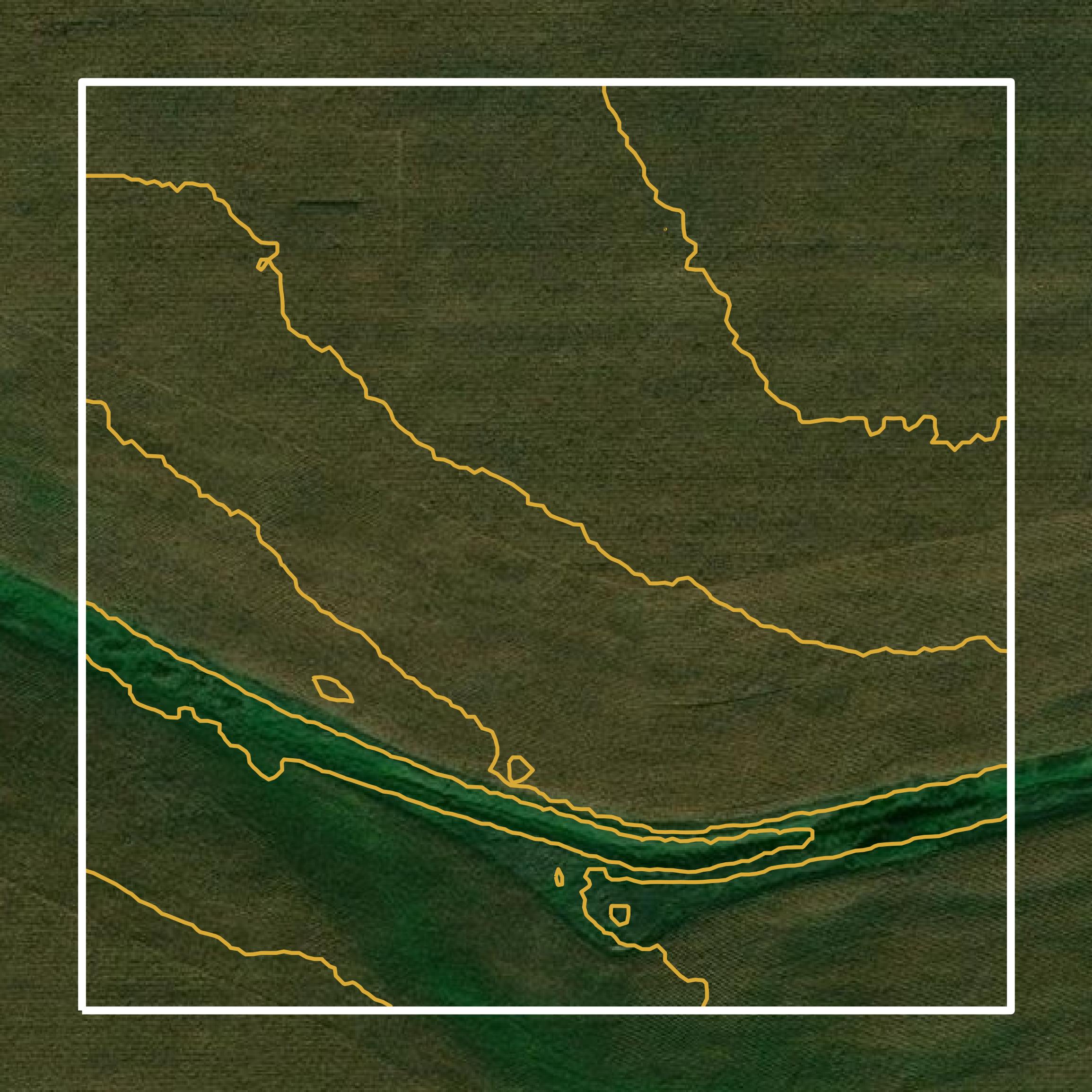 This image shows a contour map in Rock County created using GIS data in Equator.