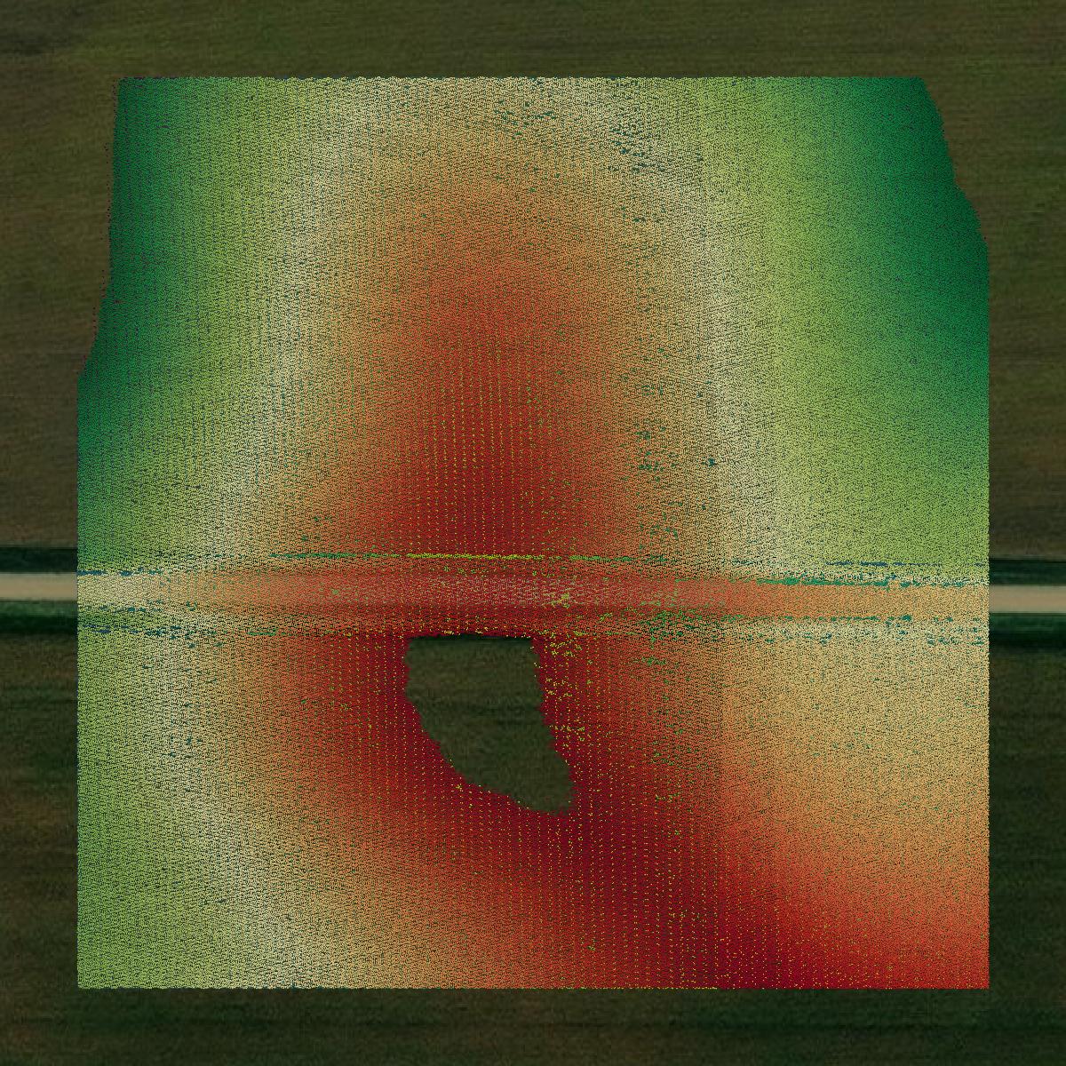 This image shows a LiDAR point cloud in Rock County created using GIS data in Equator.