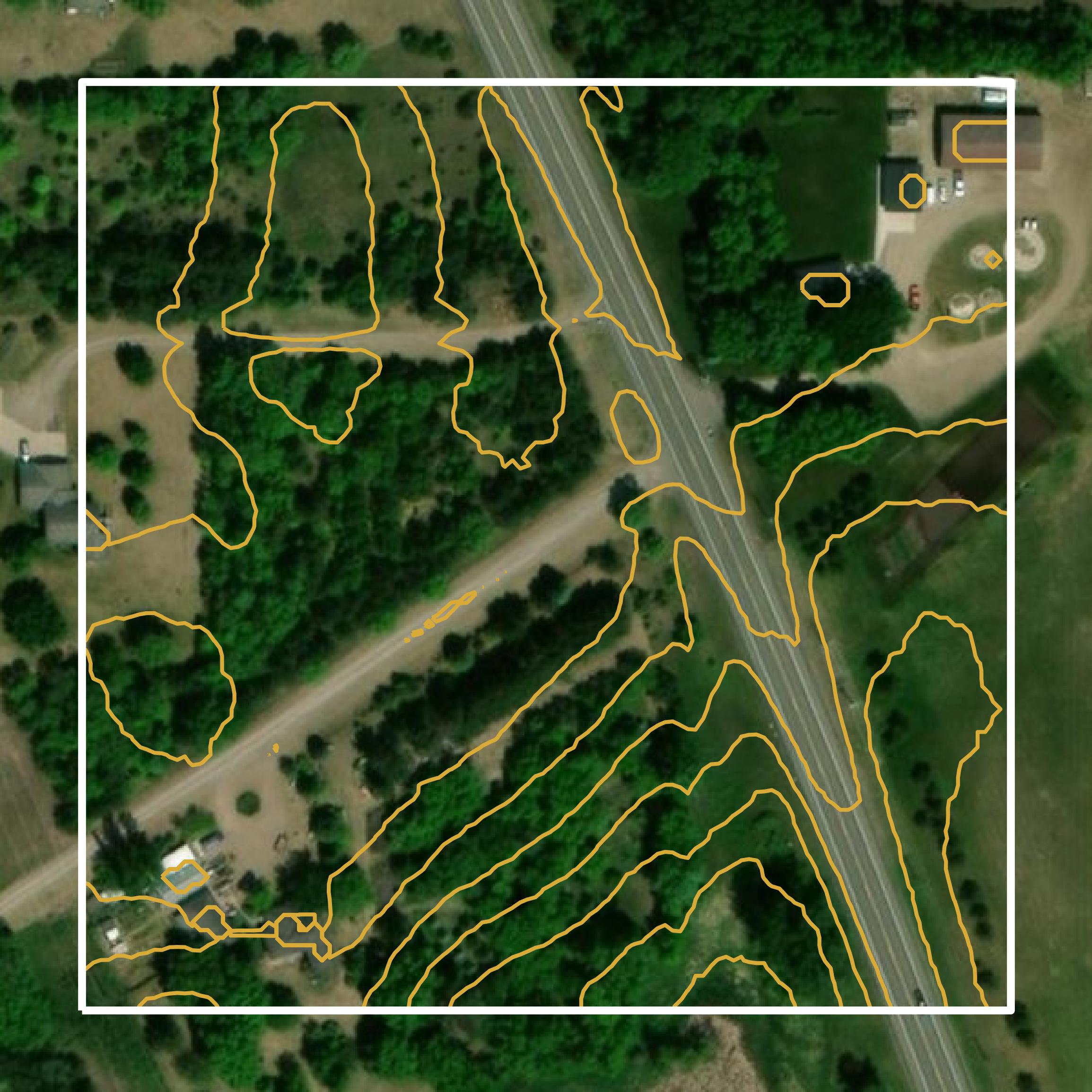 This image shows a contour map in Sherburne County created using GIS data in Equator.