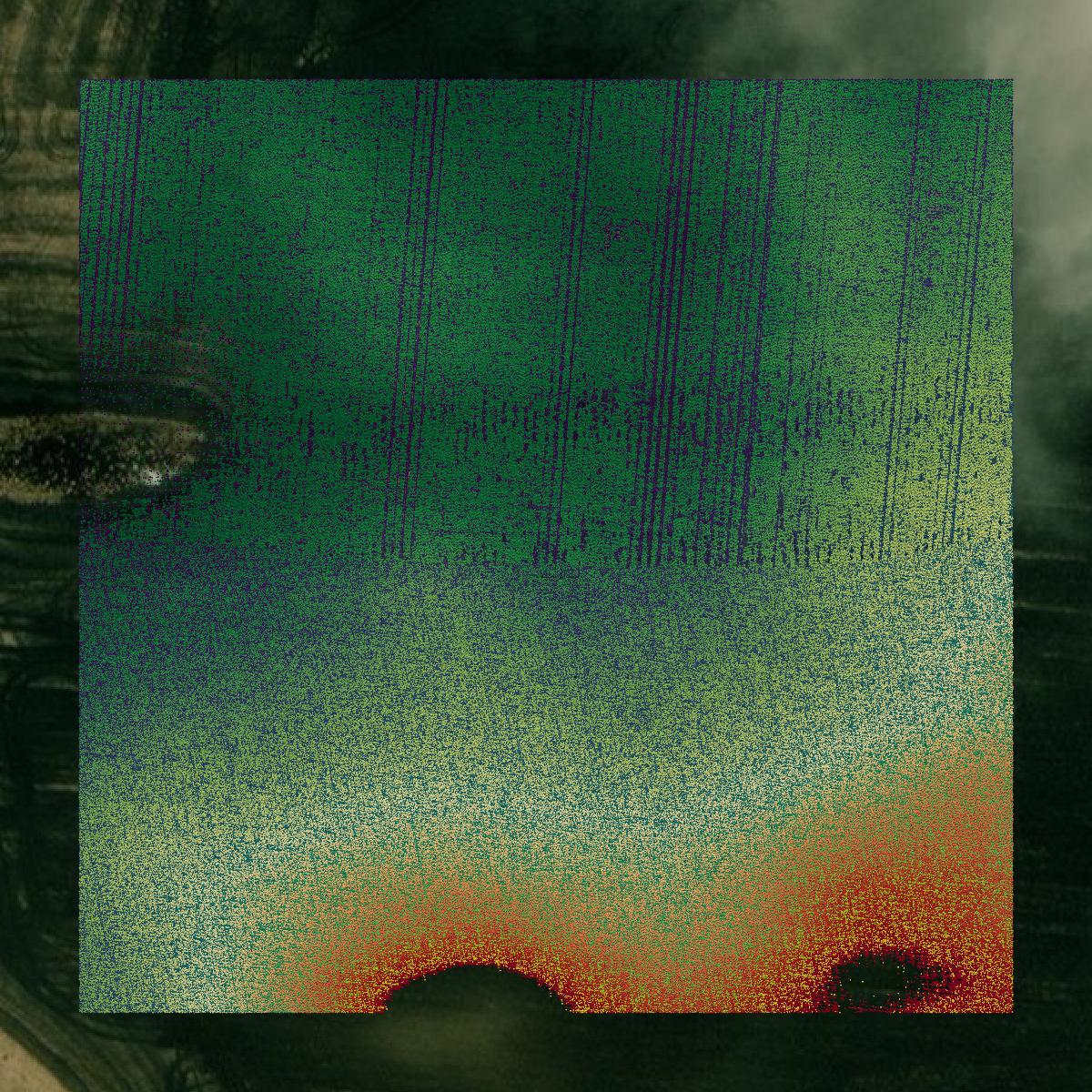 This image shows a LiDAR point cloud in Sibley County created using GIS data in Equator.