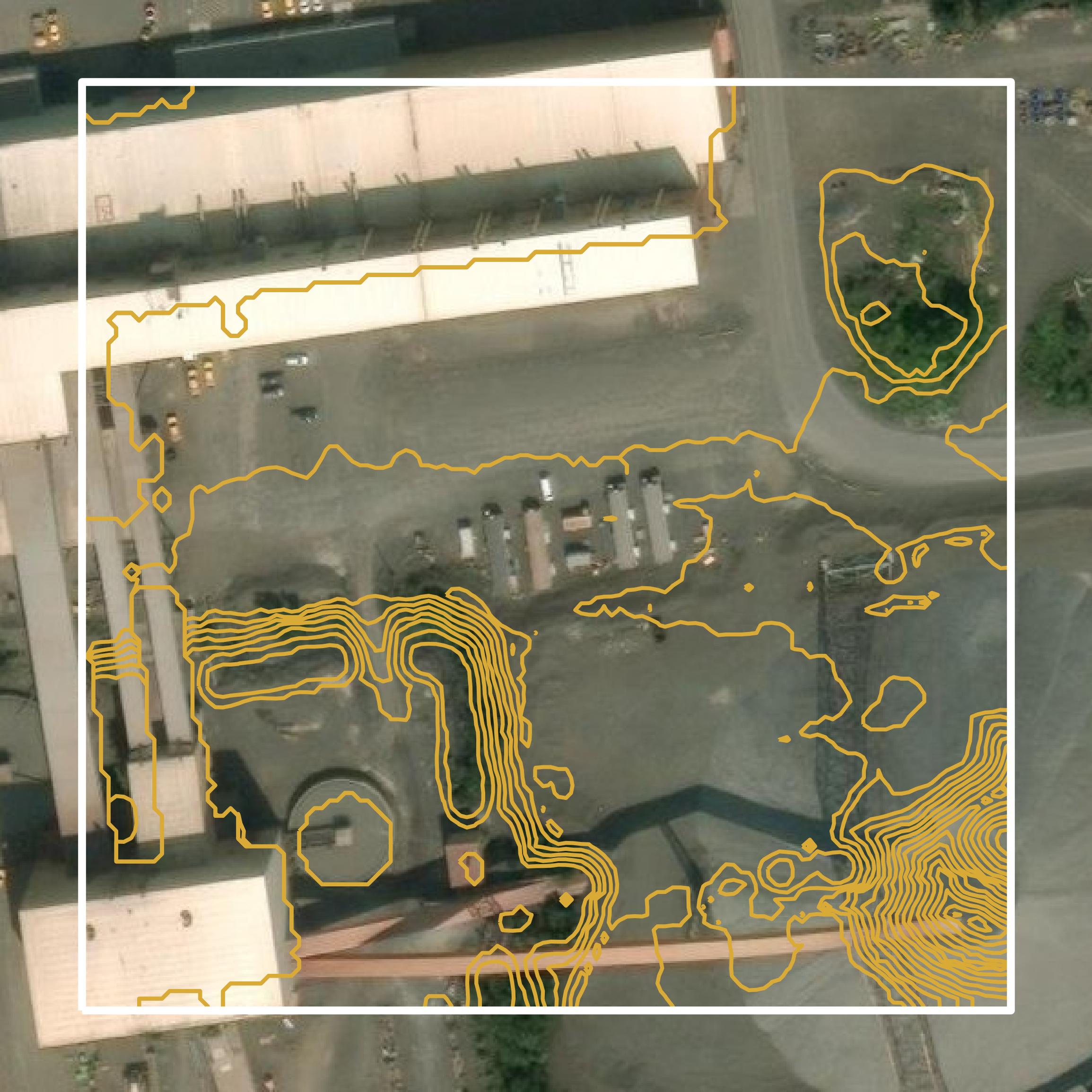 This image shows a contour map in St. Louis County created using GIS data in Equator.