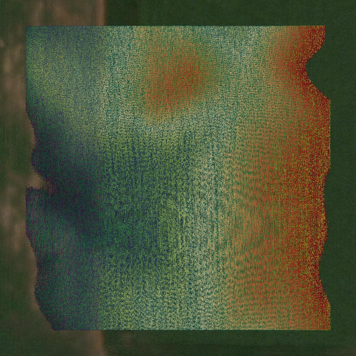 This image shows a LiDAR point cloud in Stearns County created using GIS data in Equator.