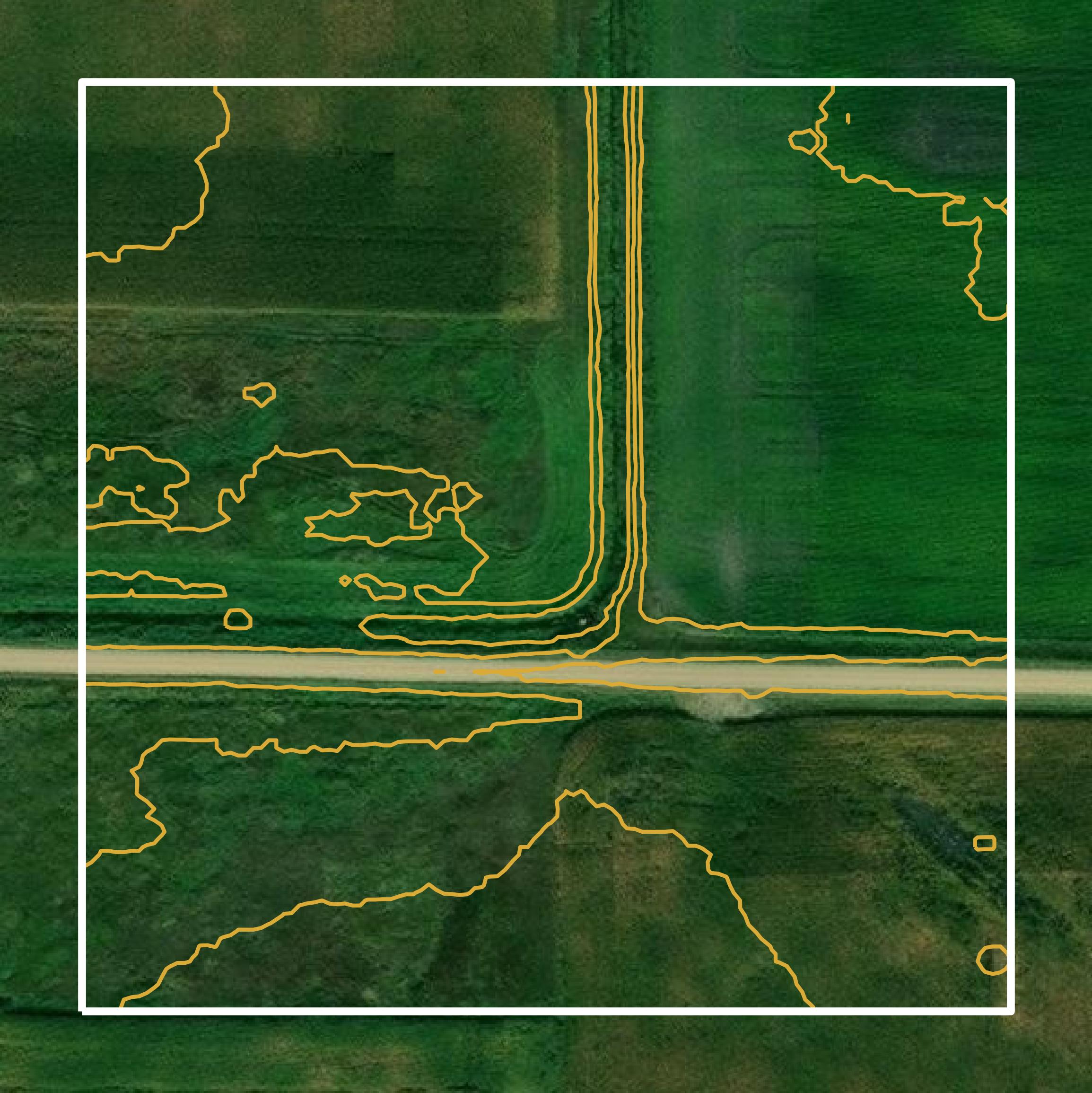 This image shows a contour map in Stevens County created using GIS data in Equator.