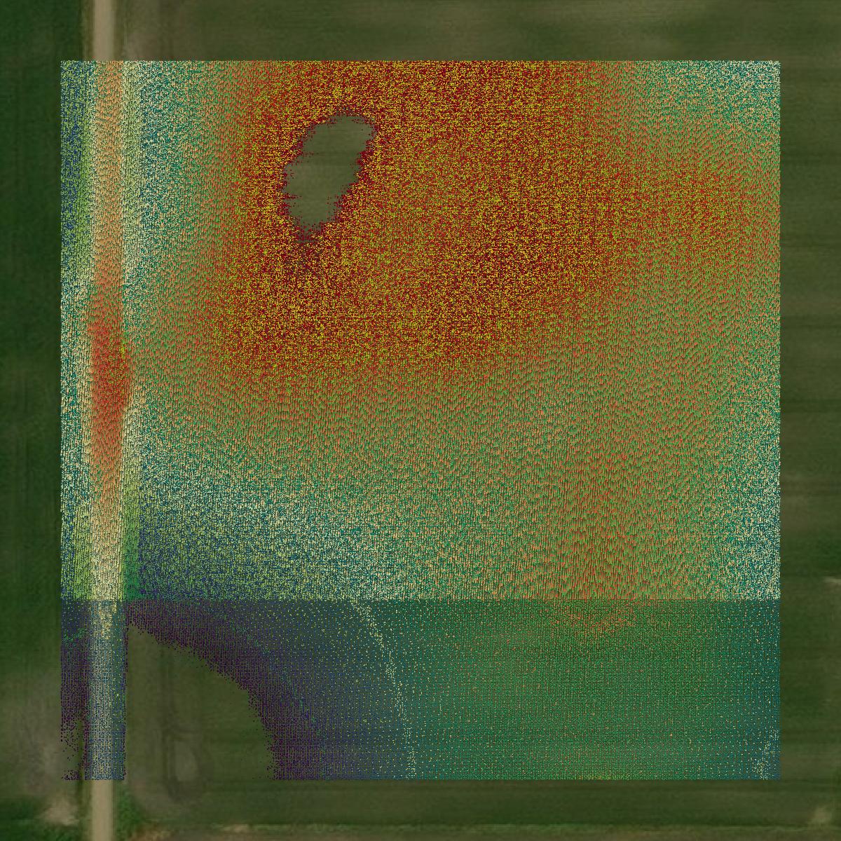 This image shows a LiDAR point cloud in Stevens County created using GIS data in Equator.