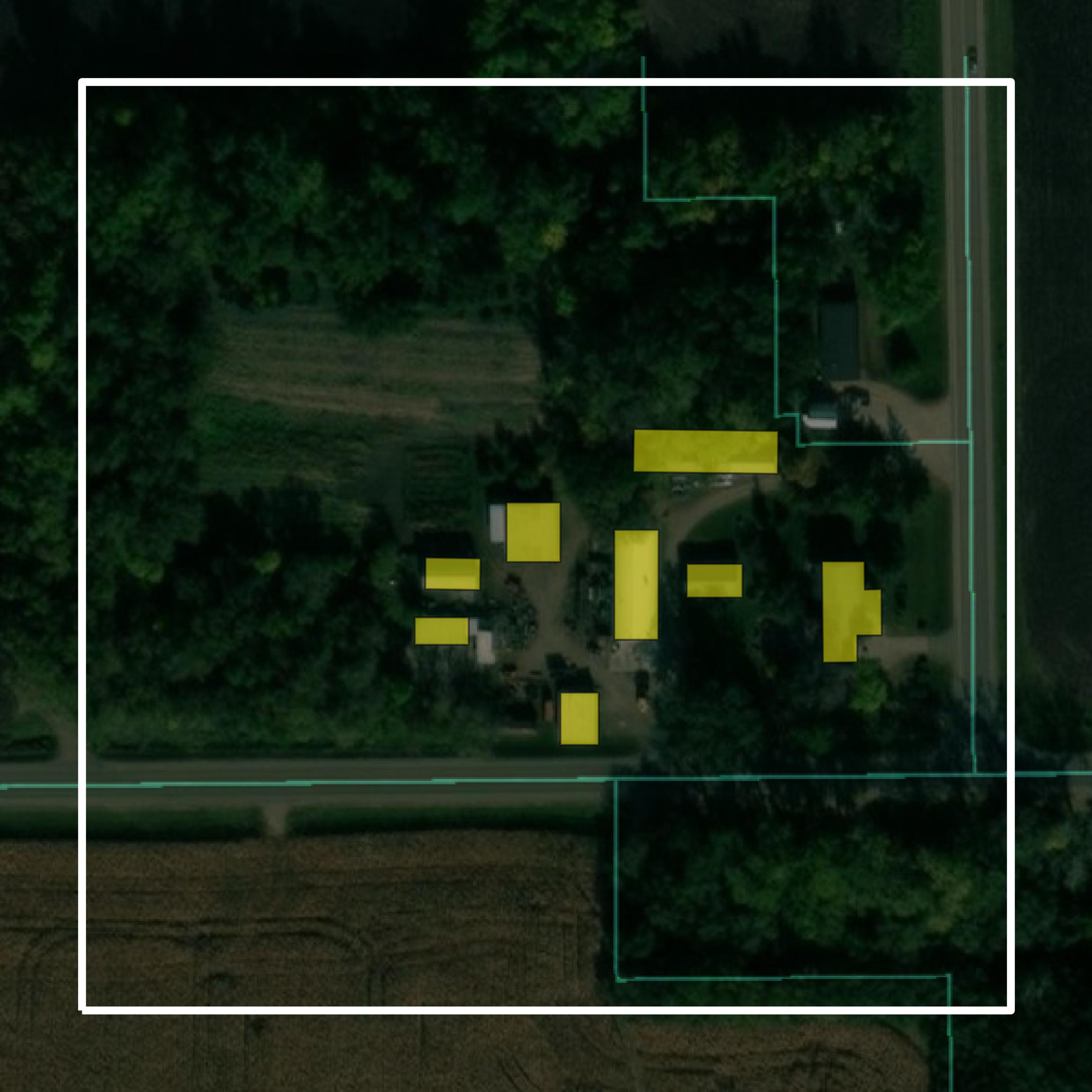 This image shows parcel and building data in Todd County created using GIS data in Equator.