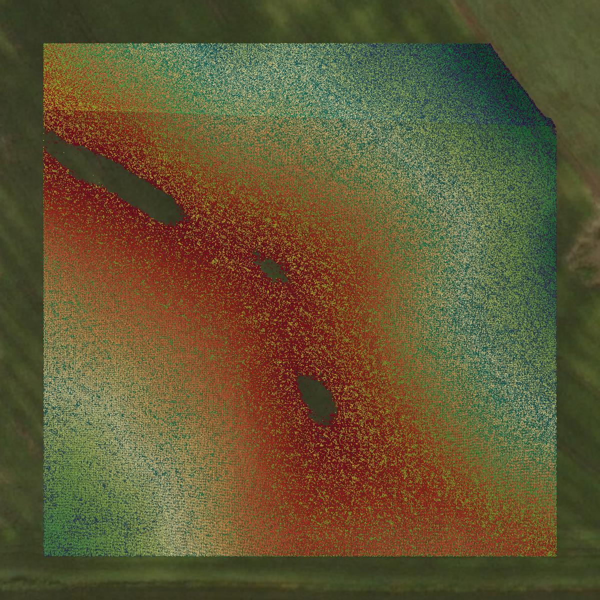 This image shows a LiDAR point cloud in Wabasha County created using GIS data in Equator.