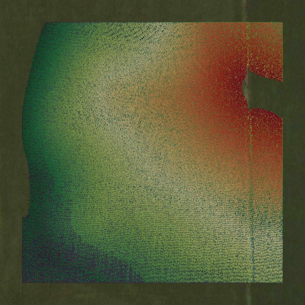 This image shows a LiDAR point cloud in Wabasha County created using GIS data in Equator.