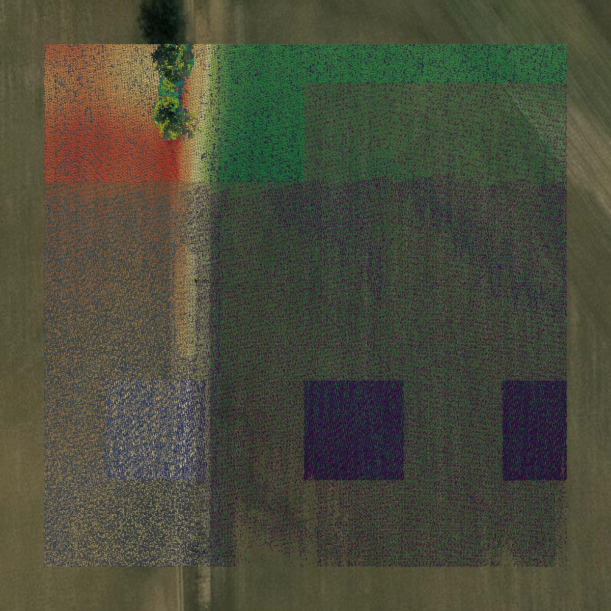 This image shows a LiDAR point cloud in Wadena County created using GIS data in Equator.