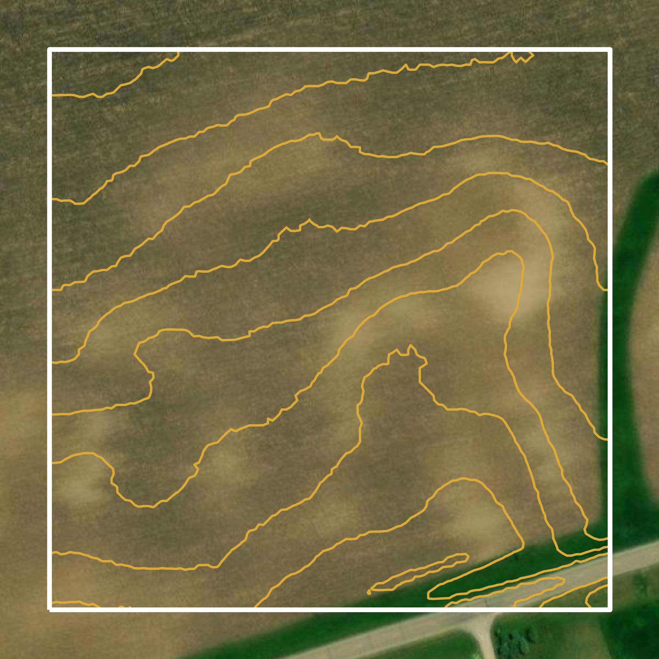 This image shows a contour map in Waseca County created using GIS data in Equator.