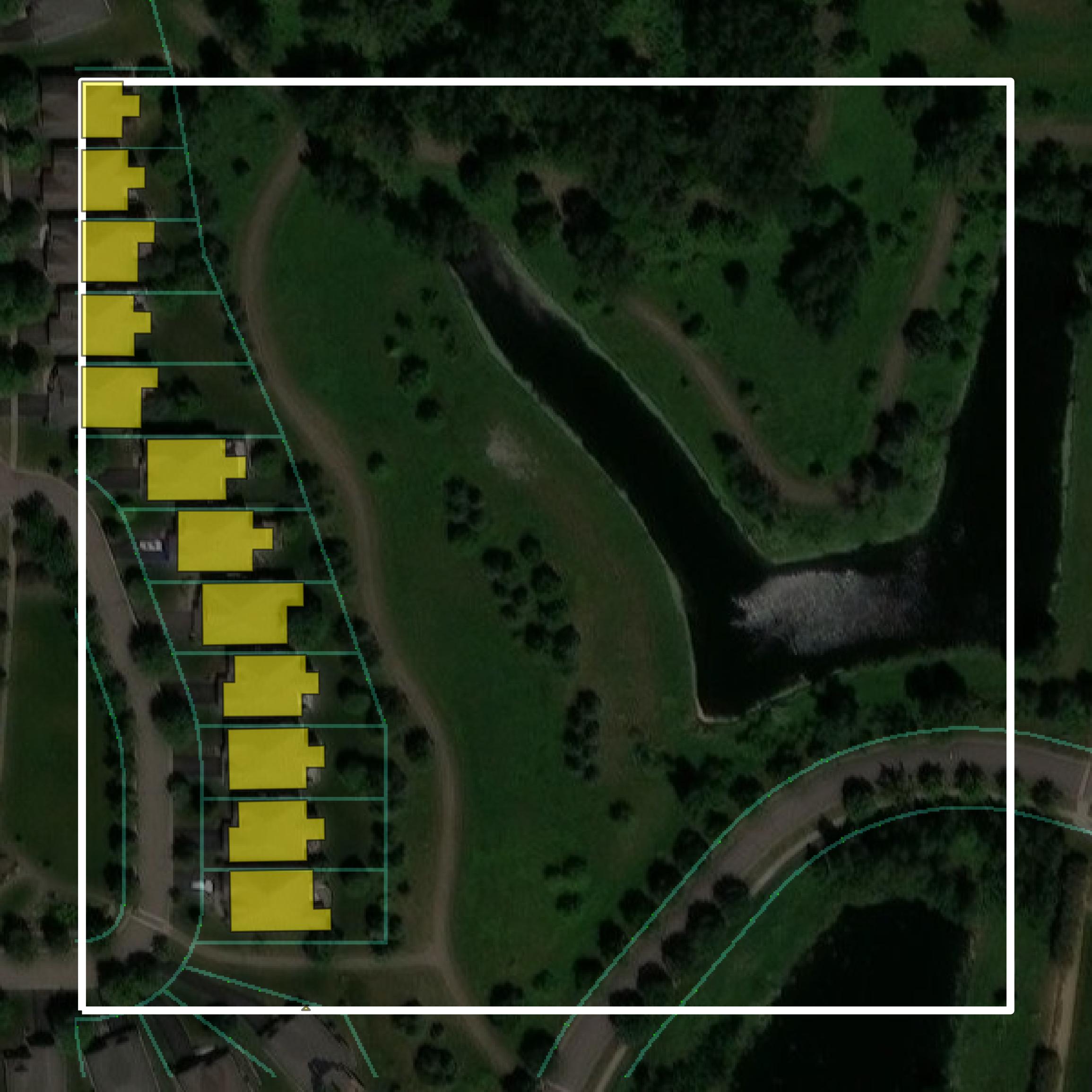 This image shows parcel and building data in Washington County created using GIS data in Equator.