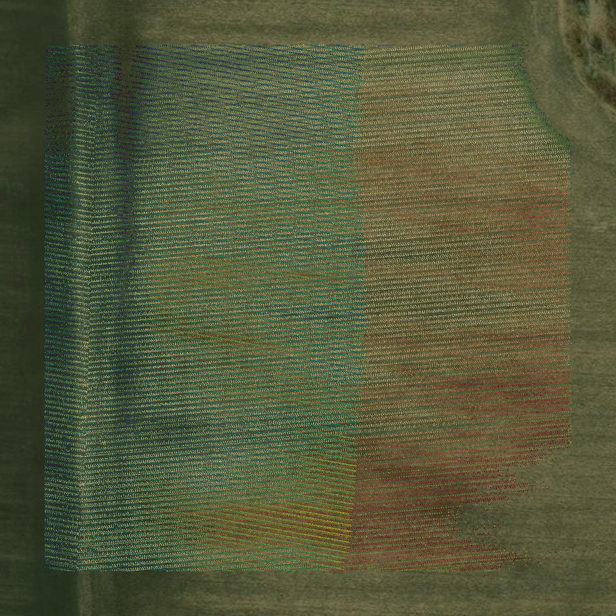 This image shows a LiDAR point cloud in Wilkin County created using GIS data in Equator.