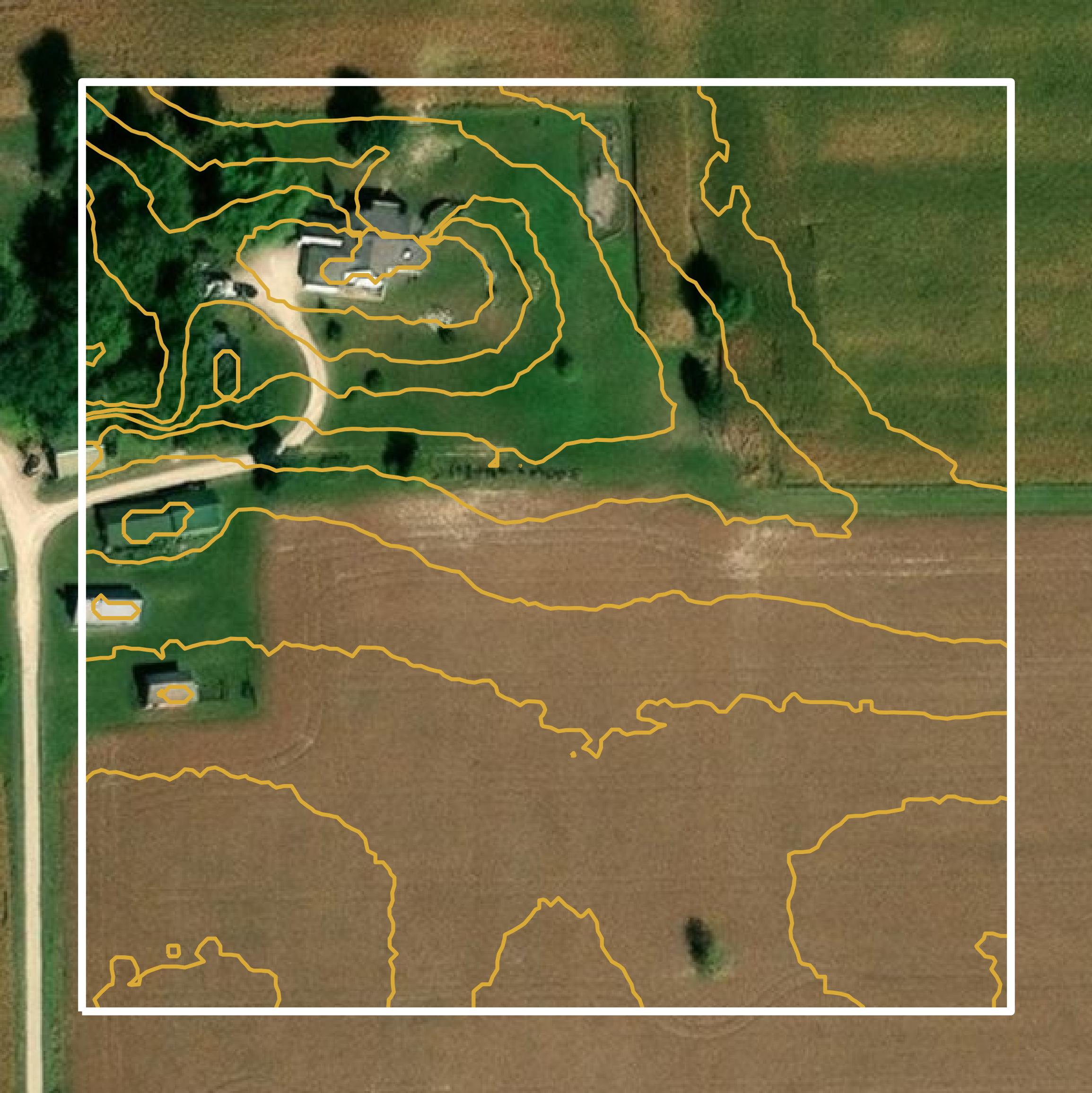 This image shows a contour map in Winona County created using GIS data in Equator.