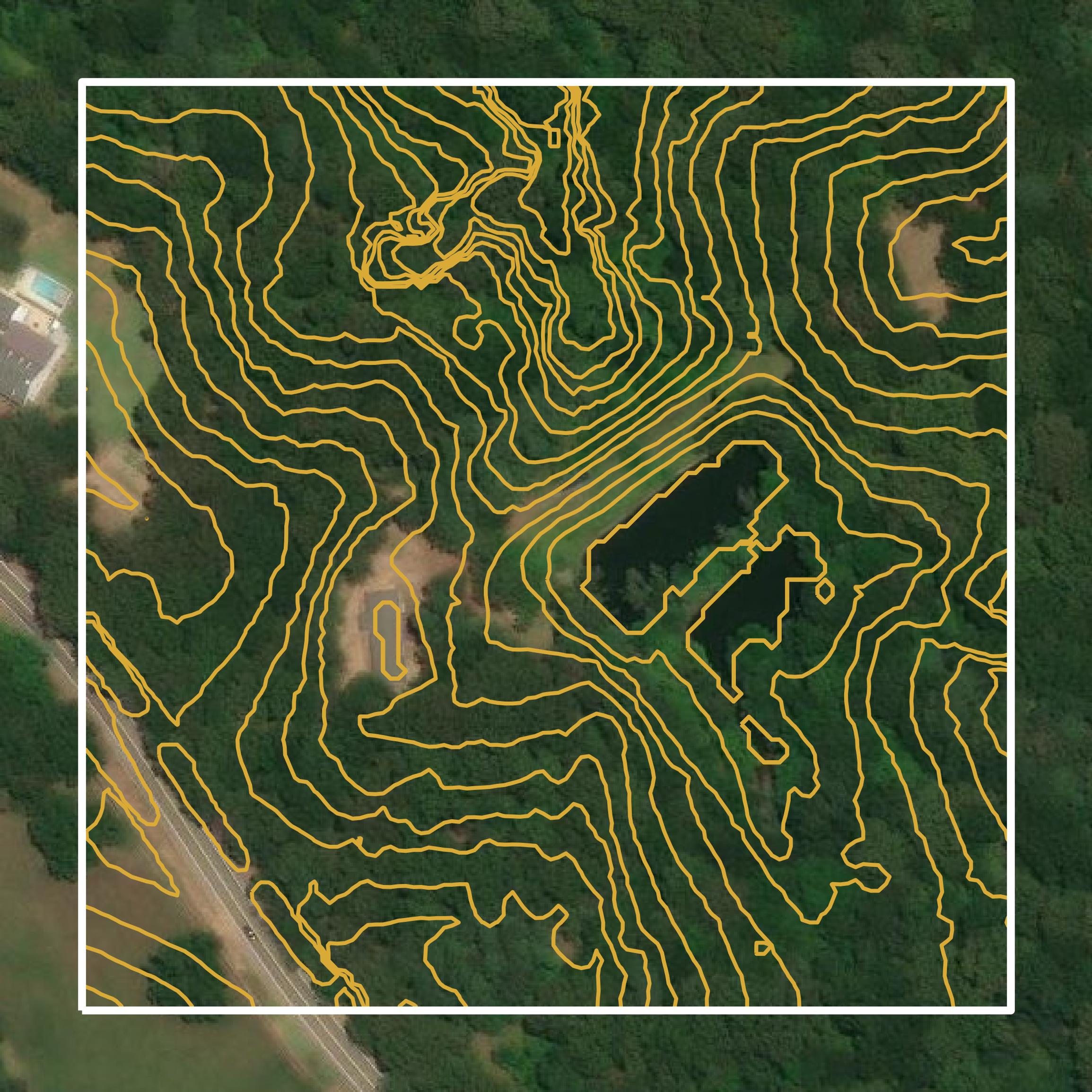 This image shows a contour map in Adams County created using GIS data in Equator.