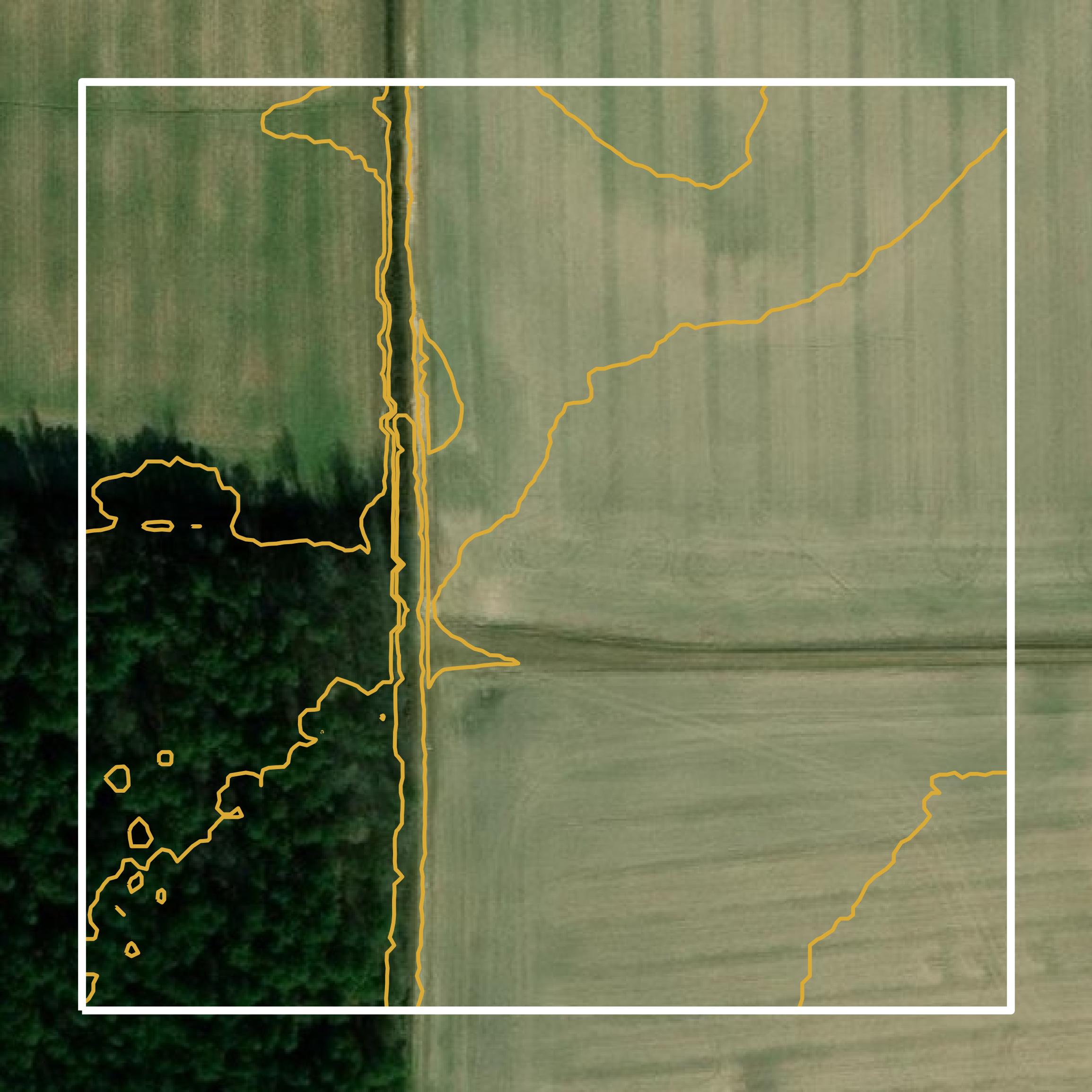This image shows a contour map in Alcorn County created using GIS data in Equator.
