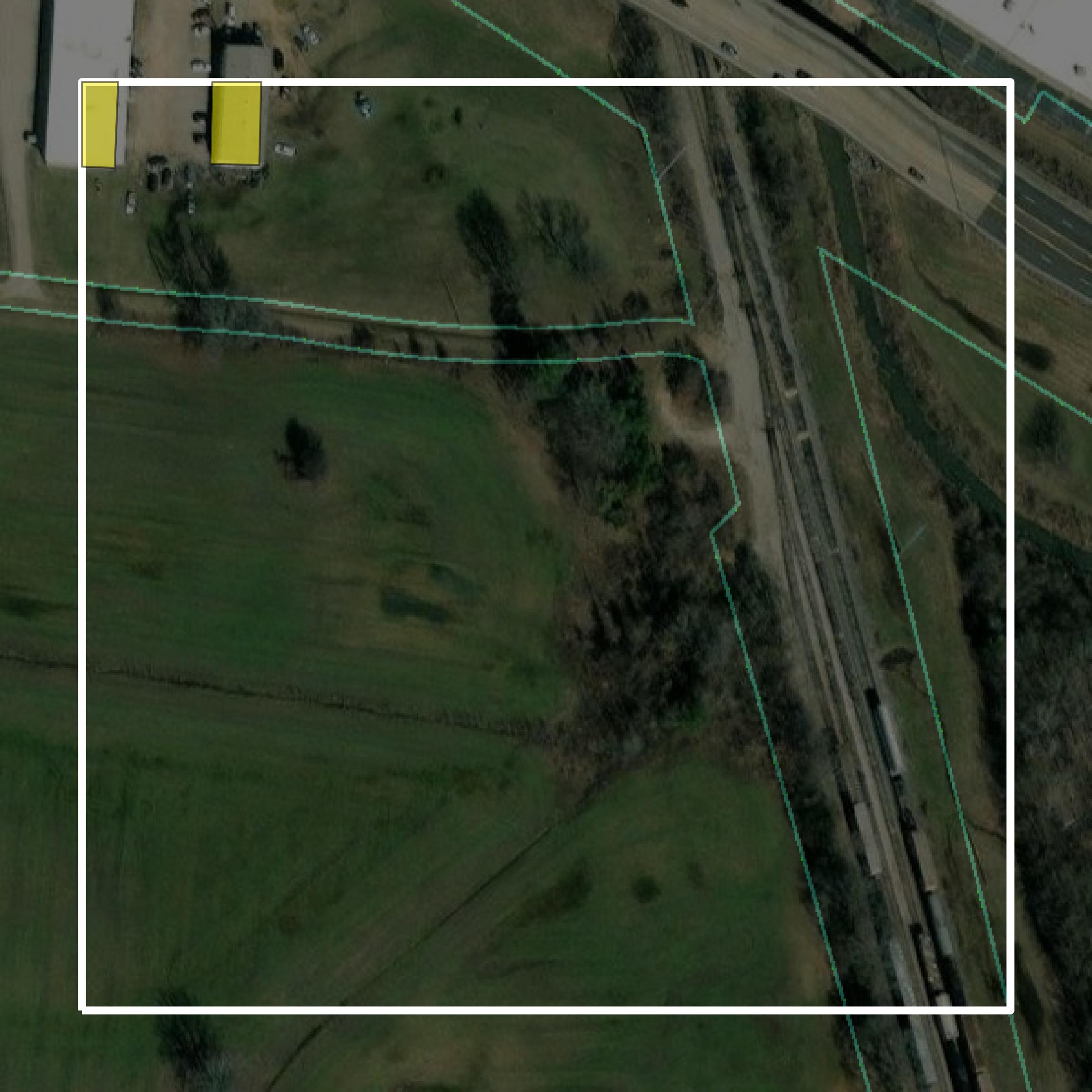 This image shows parcel and building data in Alcorn County created using GIS data in Equator.