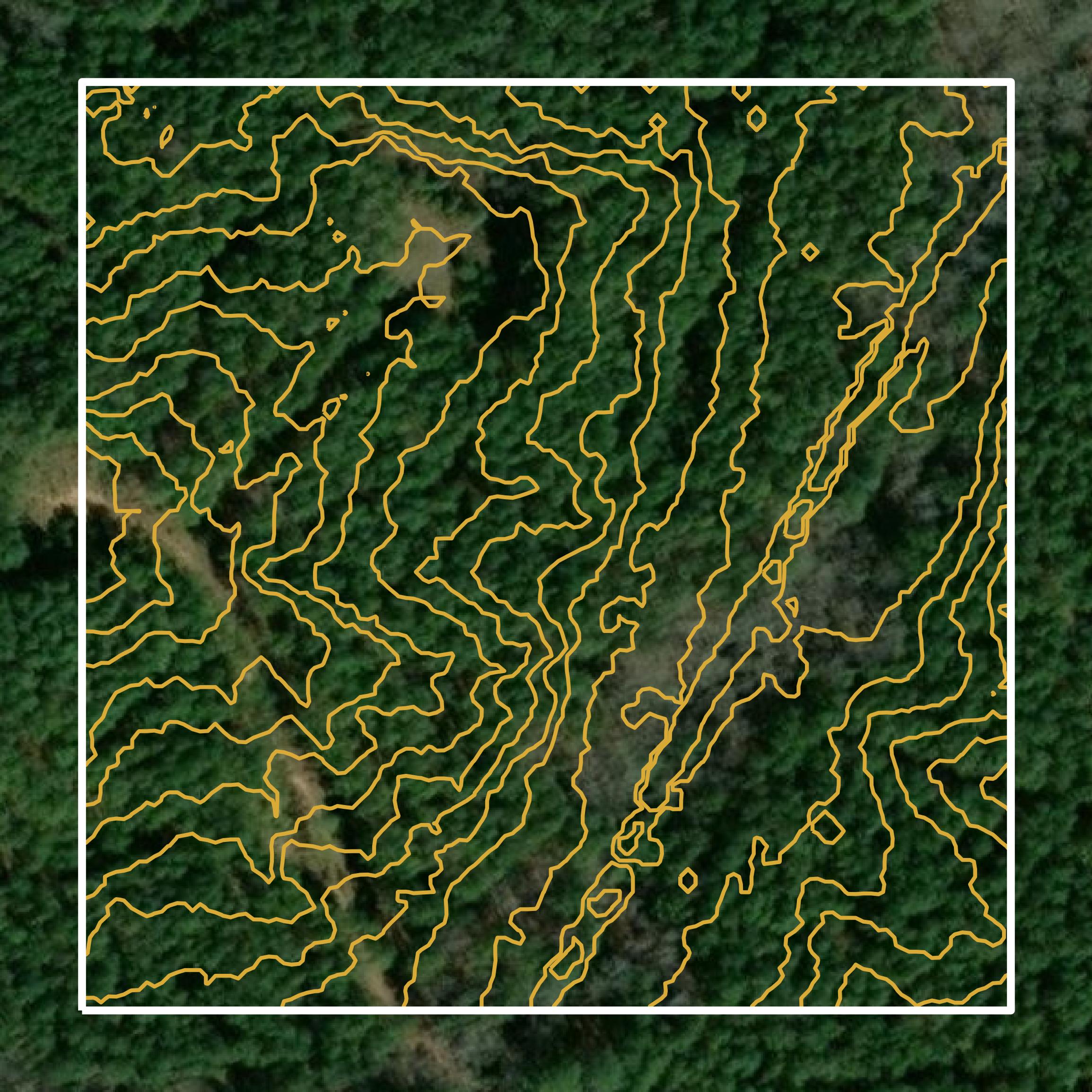 This image shows a contour map in Attala County created using GIS data in Equator.